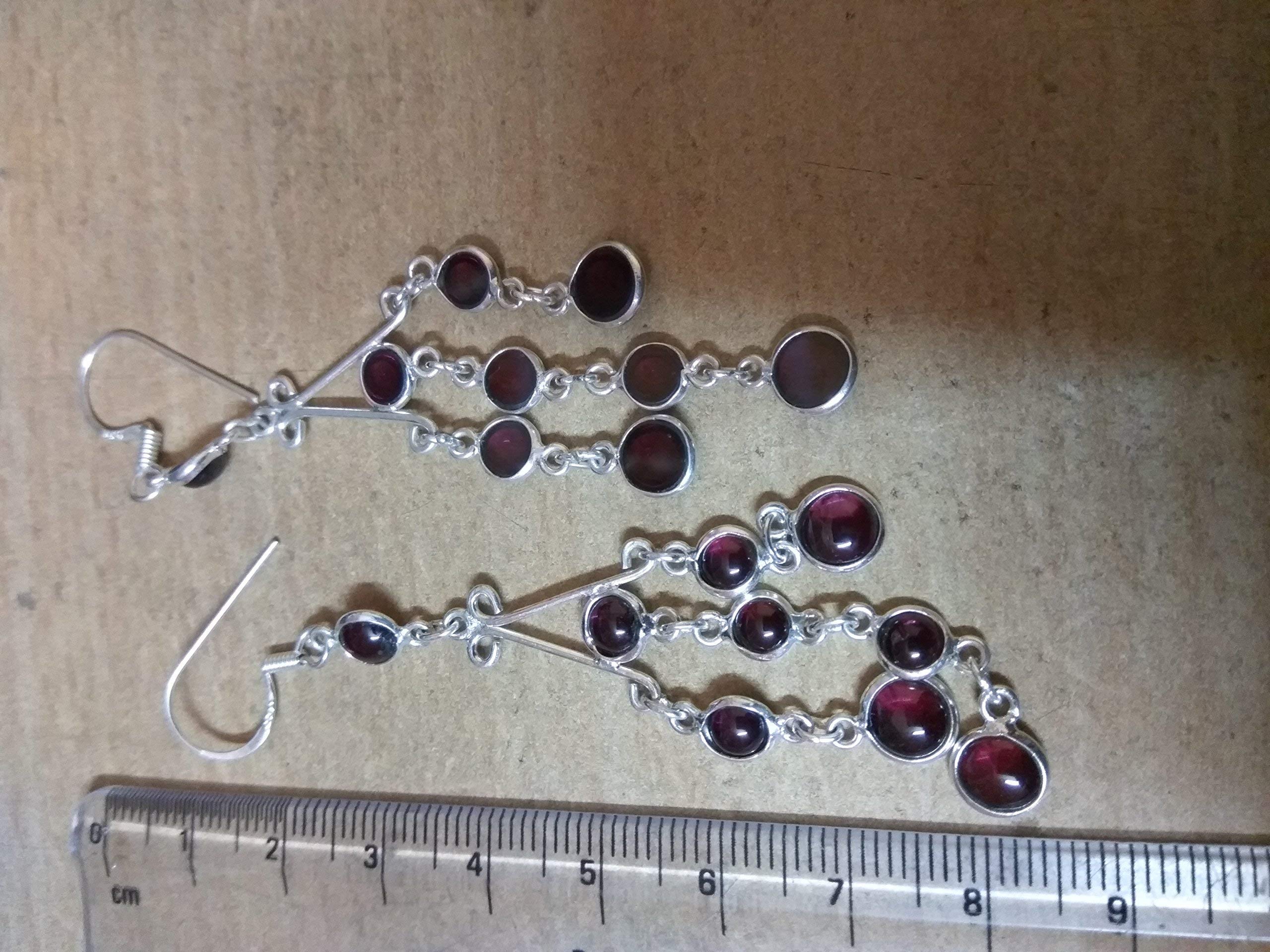 Garnet Earrings - Sterling Silver Dangle Earrings for Women | Trendy Red Long Fashion Jewelry | Perfect Gift for Wife, Bridesmaids & Anniversary | Wedding, Party & Evening Wear Accessories