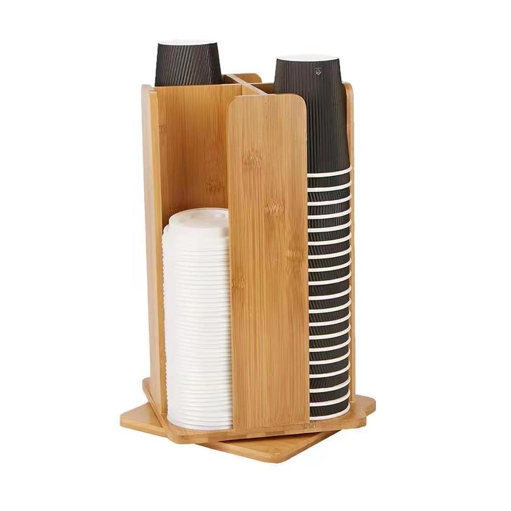4-Compartment Plastic Cup and Lid Holder Organizer - Coffee Cup Dispenser for Restaurants, Breakrooms, Coffee Stations & Bars | Countertop Storage Solution for Buffets, Kitchen Cabinets & Office Coffee Areas