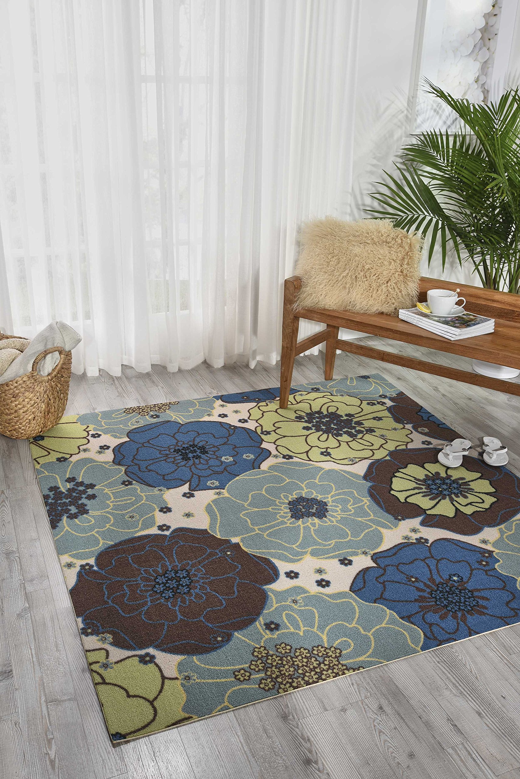 Nourison Light Blue Rectangle Area Rug 5'3