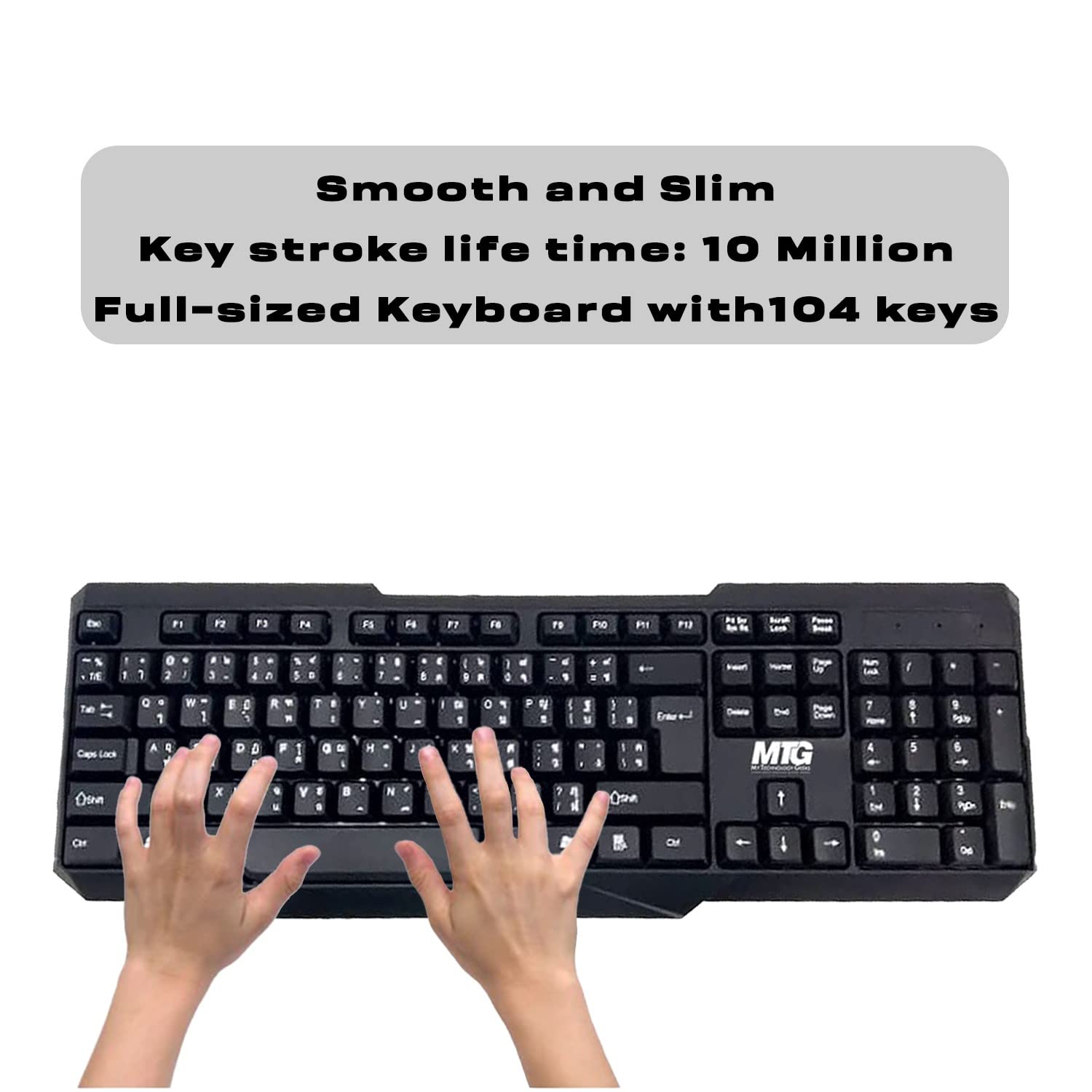 MTG Wireless Keyboard for Windows, Linux & Mac - 2.4GHz USB Receiver, Waterproof, 114-Key Compact Design - PC/Laptop Black (20-Pack) - Perfect for Office, Gaming & Home Use