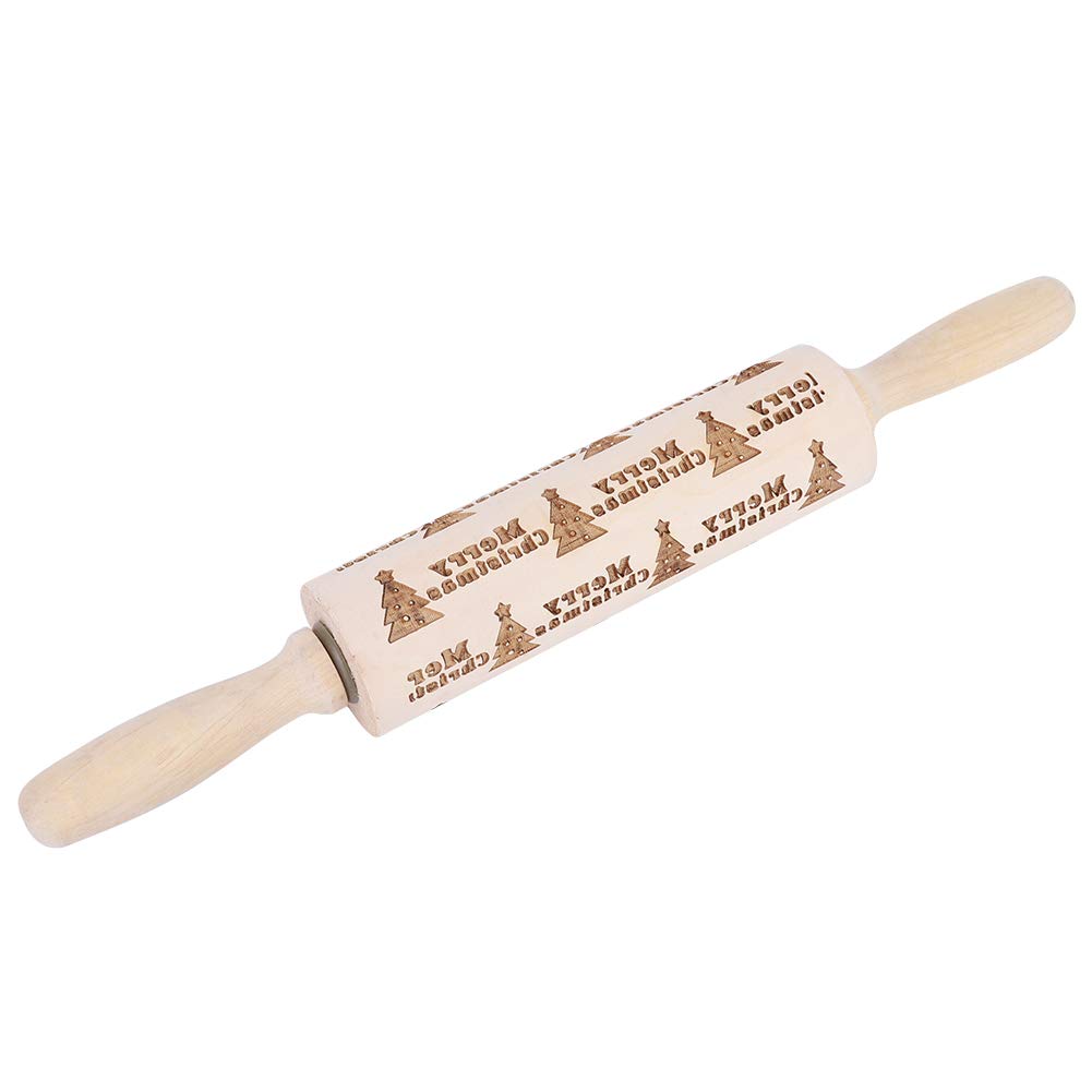 Alvinlite Wooden Embossing Rolling Pin with Laser Engraved Flower Pattern - DIY Cookie Making Tool for Homemade & Christmas Cookies - Perfect for Baking, Cake Decorating & Gift Giving