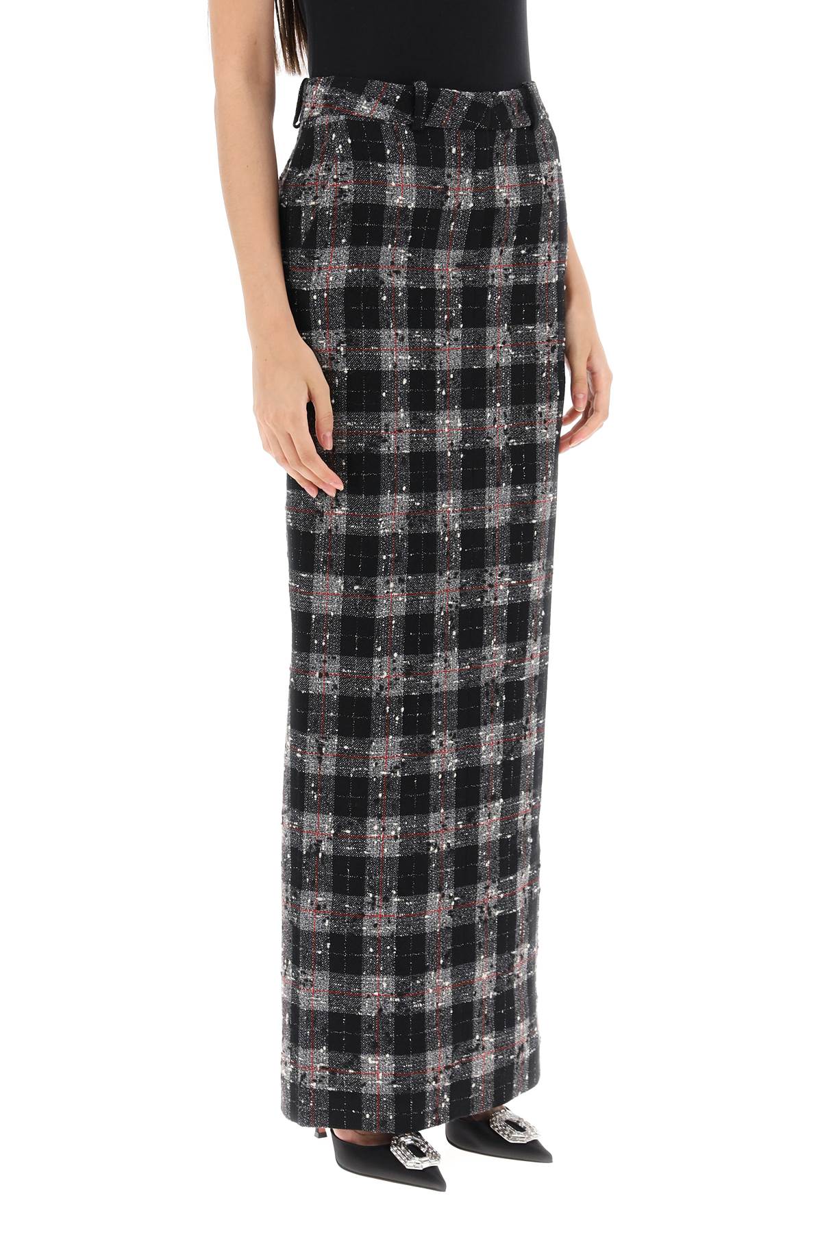 Alessandra Rich Boucle Check Maxi Skirt - Elegant Women's Midi Skirt for Office, Party & Special Occasions