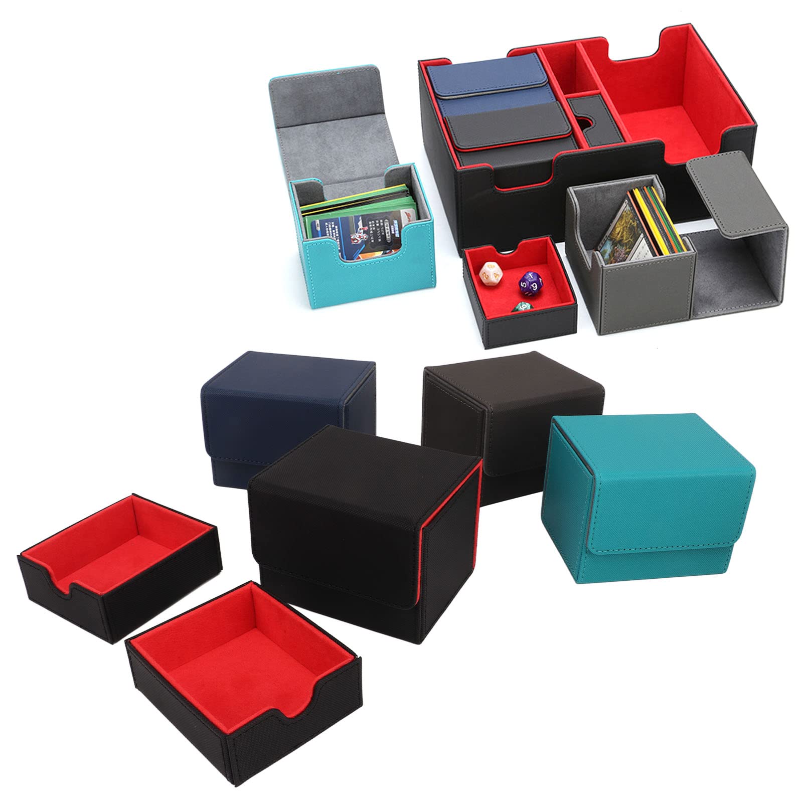 400+ Card Deck Holder - PU Leather Magnetic Closure Commander Card Storage Box for MTG, Pokemon, Yu-Gi-Oh - Perfect for Game Nights, Travel & Collectible Card Organization