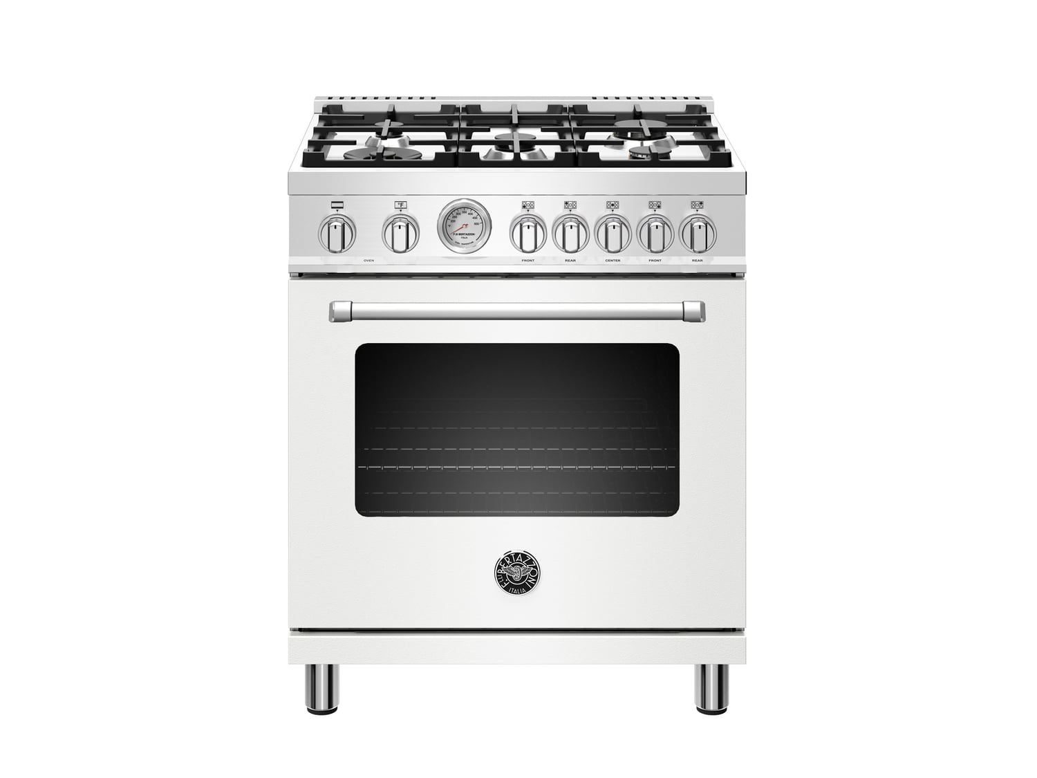 Bertazzoni MAST305DFMBIE 30 Inch Dual Fuel Range with 5 Burners & Electric Oven in Bianco Matt Finish - Perfect for Modern Kitchens, Home Chefs & Italian Cooking Enthusiasts