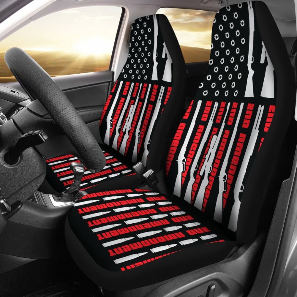2nd Amendment Guns & Bullets Car Seat Covers - Patriotic Truck & SUV Accessories for Hunting, Range Days & Outdoor Adventures