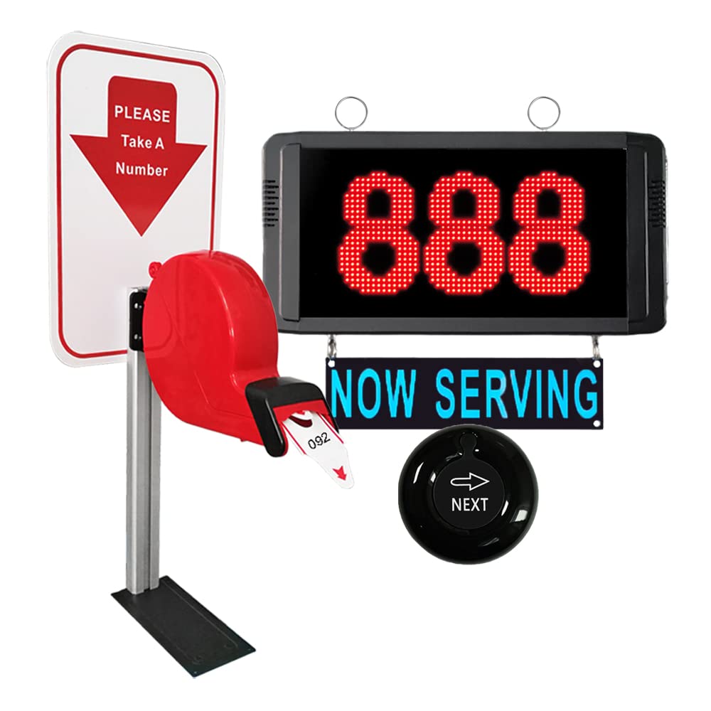 Restaurant Pager System - 3-Digit Display Queue Management with Loud Speaker & Caller Screen - Efficient Waiting Number Calling for Restaurants, Cafes & Clinics (Next-Black) - Perfect for Host Stands, Takeout Counters & Customer Flow Management