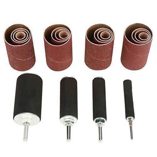 20-Piece Sanding Drum Set for Drill Press - Woodworking Abrasive Sleeves & Rubber Mandrels Kit - Perfect for DIY Projects, Wood Carving, and Metal Polishing