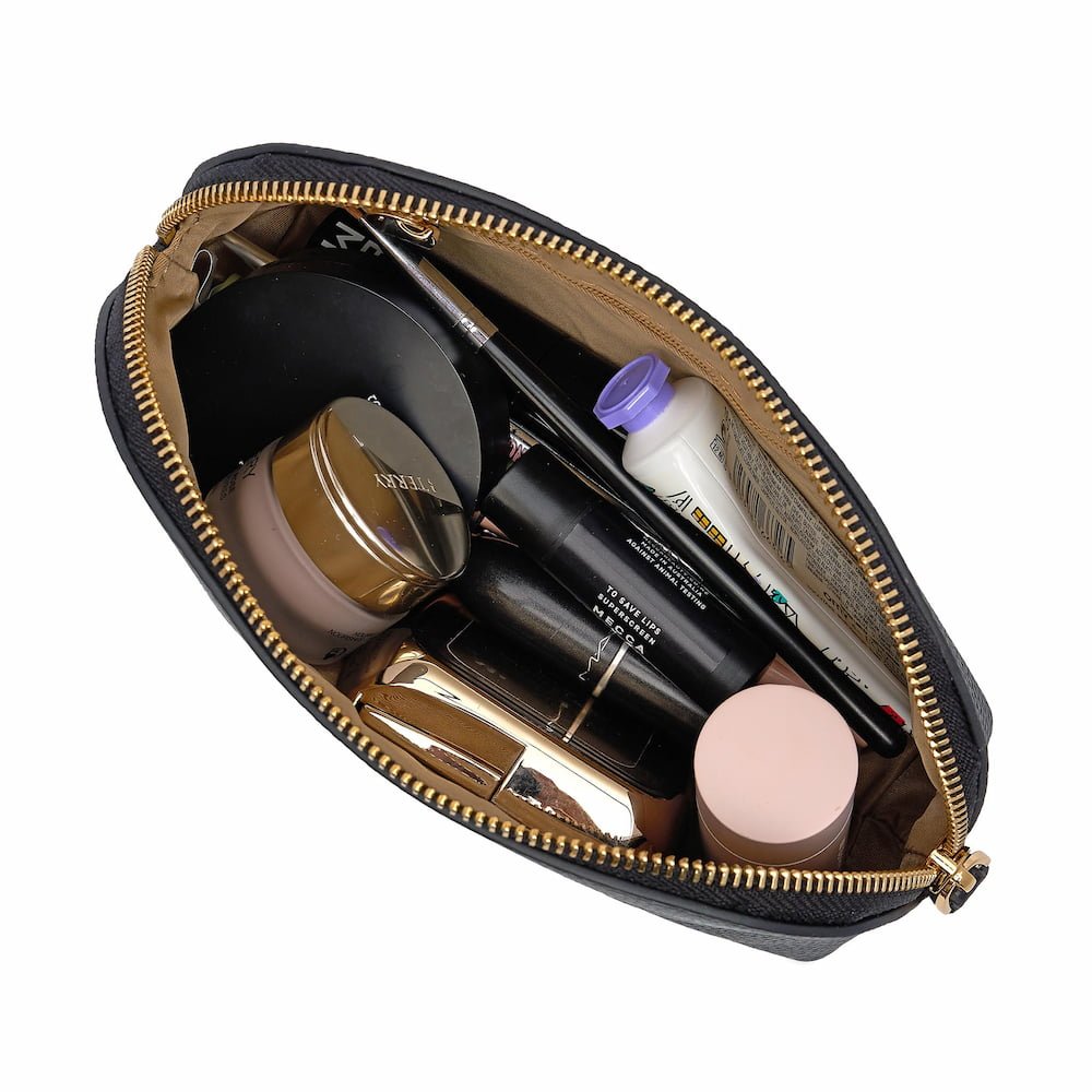Premium Black Leather Makeup Case - Travel Cosmetic Organizer for Women | Perfect for Home Storage & On-the-Go Beauty Essentials