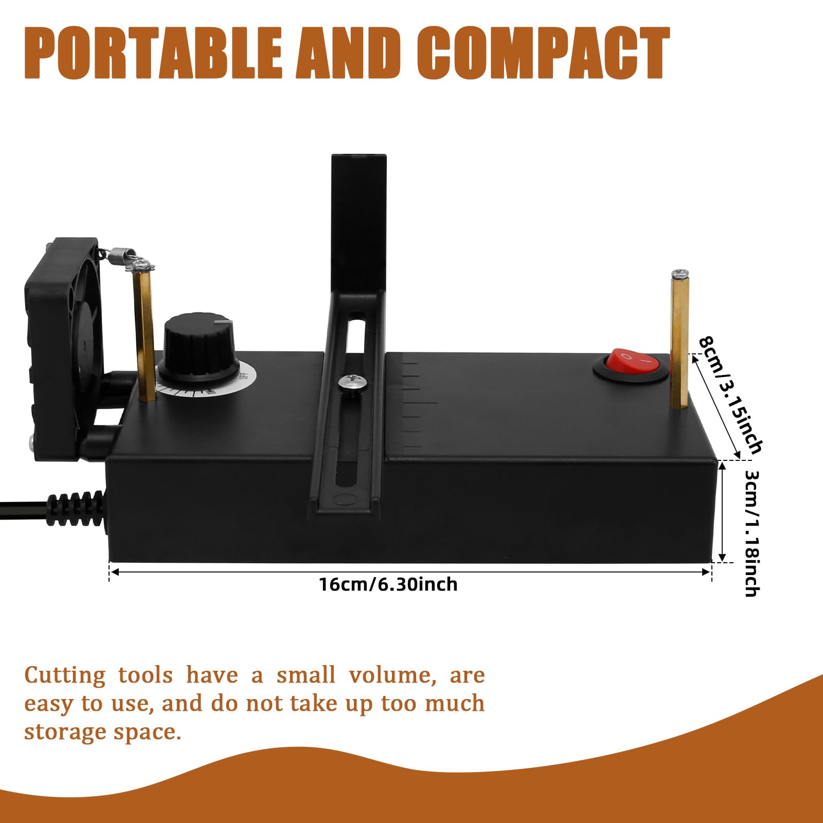 Adjustable Temperature Electric Ribbon Cutter Machine 100-600°C - Portable Heat Cutting Tool for Braided Webbing & Rope with Fan & Screwdriver - Perfect for Crafting, DIY Projects & Packaging Gifts