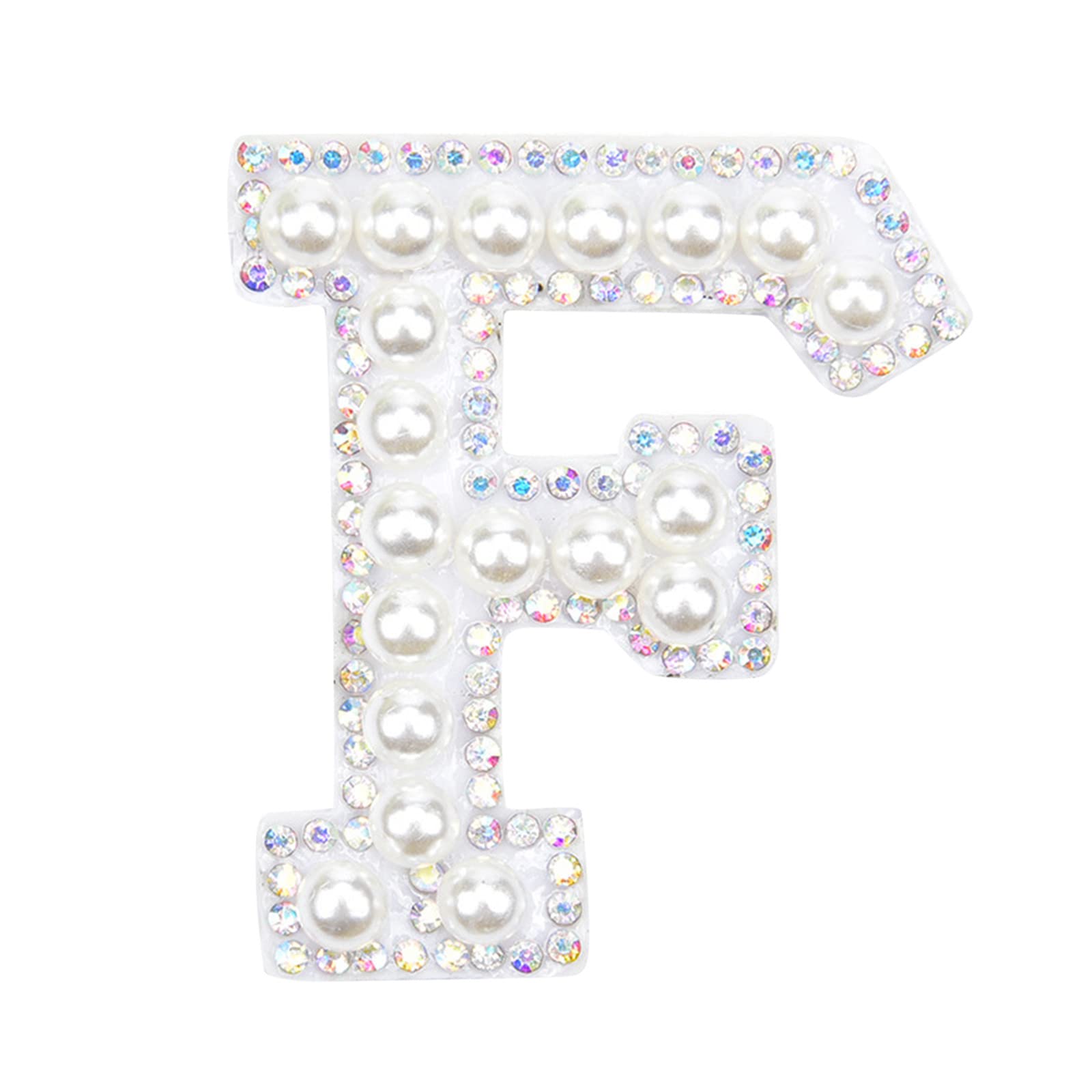 Glitter Cobble Sew Craft Letters for DIY Applique - Iron-On Rhinestone & Pearl Decals for Clothing