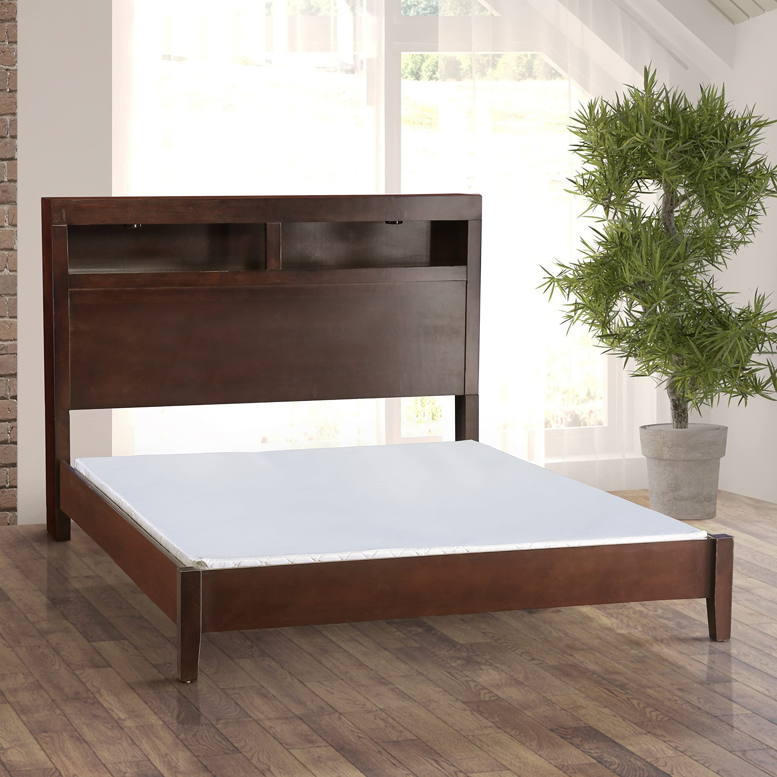 Furniture of America Mosh Foundation King Size 2-Piece Bunkie Board - Brown Wooden Support for Mattress Foundation, Perfect for Bunk Beds, Daybeds, and Trundle Beds