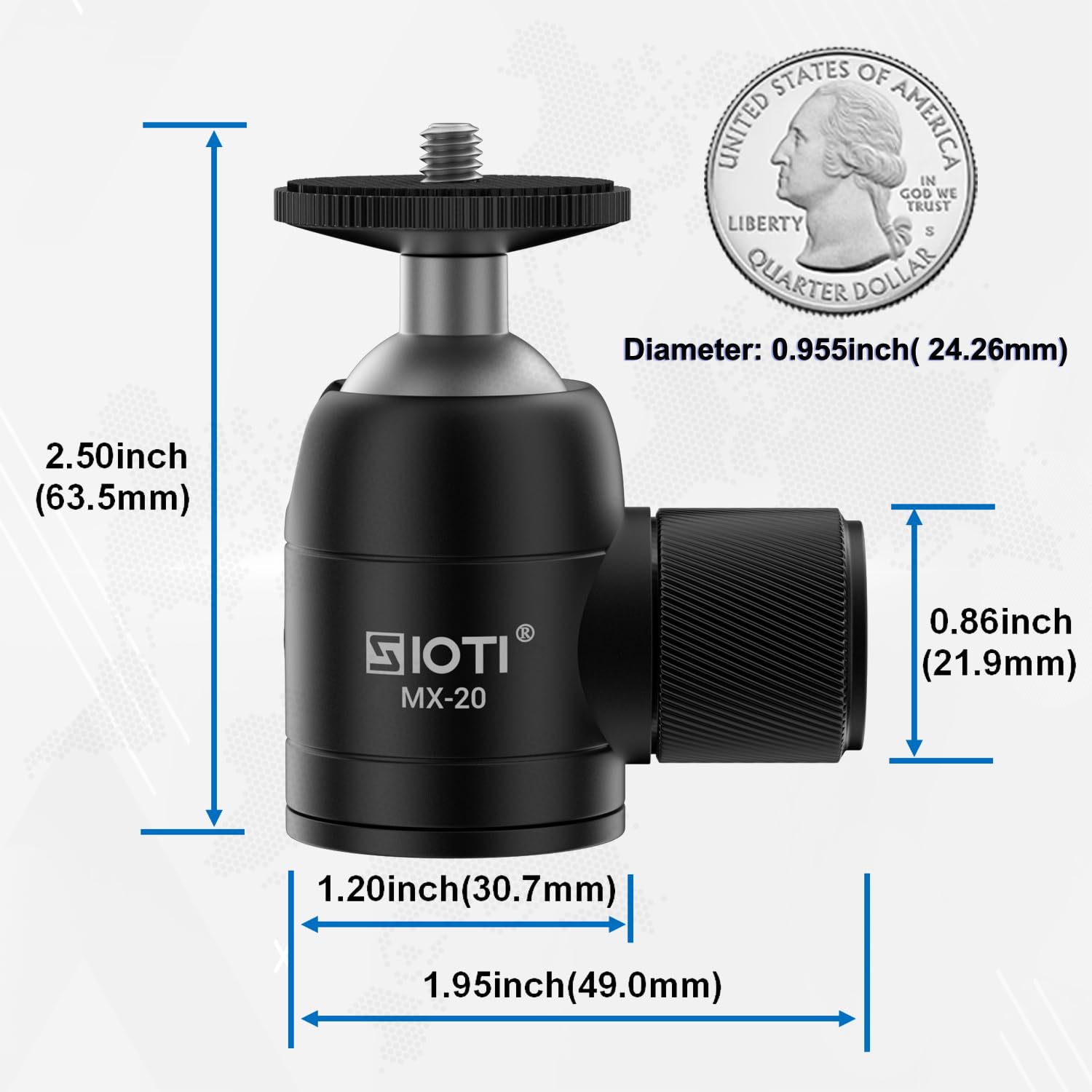 SIOTI Mini Ball Head Tripod with Hot Shoe Mount - 360° Panoramic for DSLR, Phone & Action Camera - Perfect for Travel & Vlogging