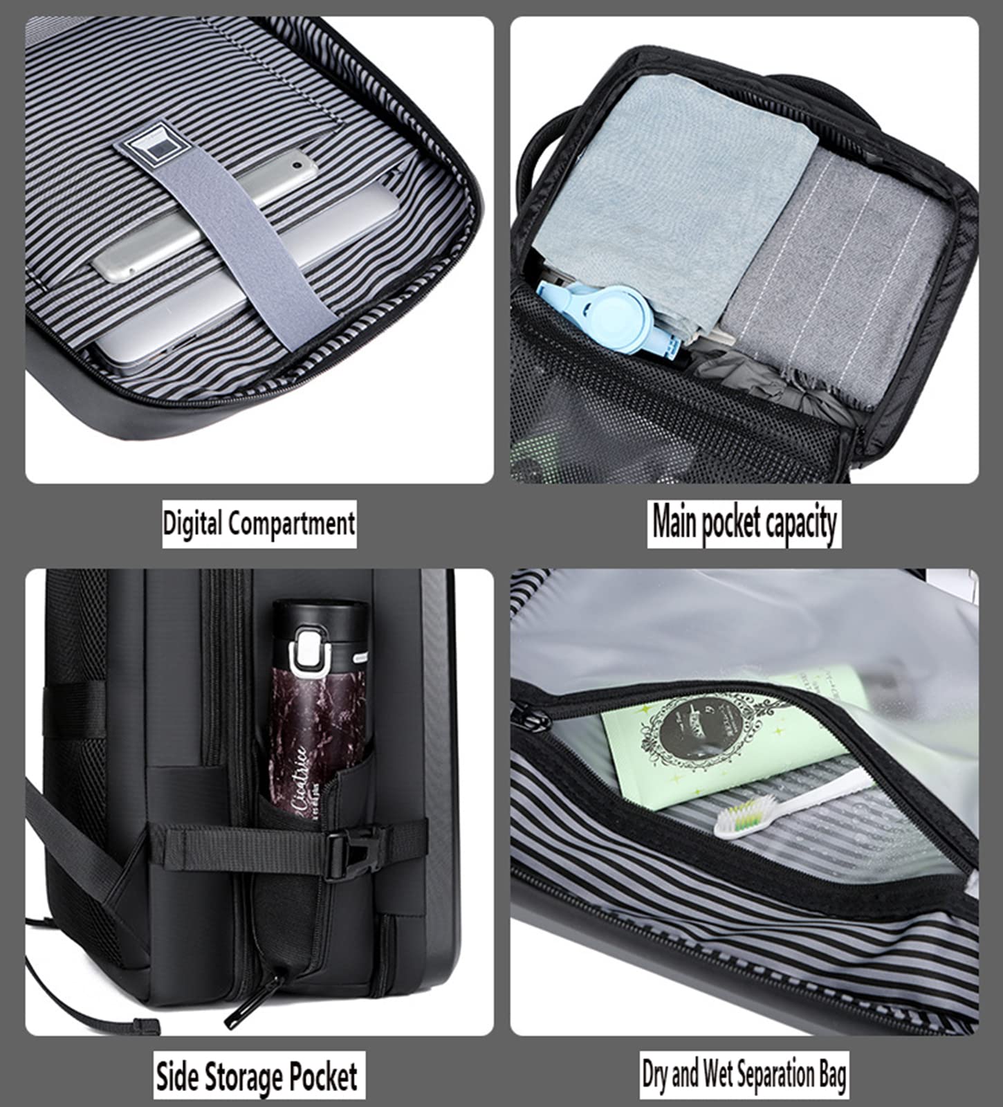 Hard Shell Laptop Backpack for Men - 35L Expandable Waterproof Business Travel Backpack with USB Charging Port & Wet Pocket - Fits 17 Inch Laptop & Gaming Gear - Perfect for Office Commute, Business Trips & College Use