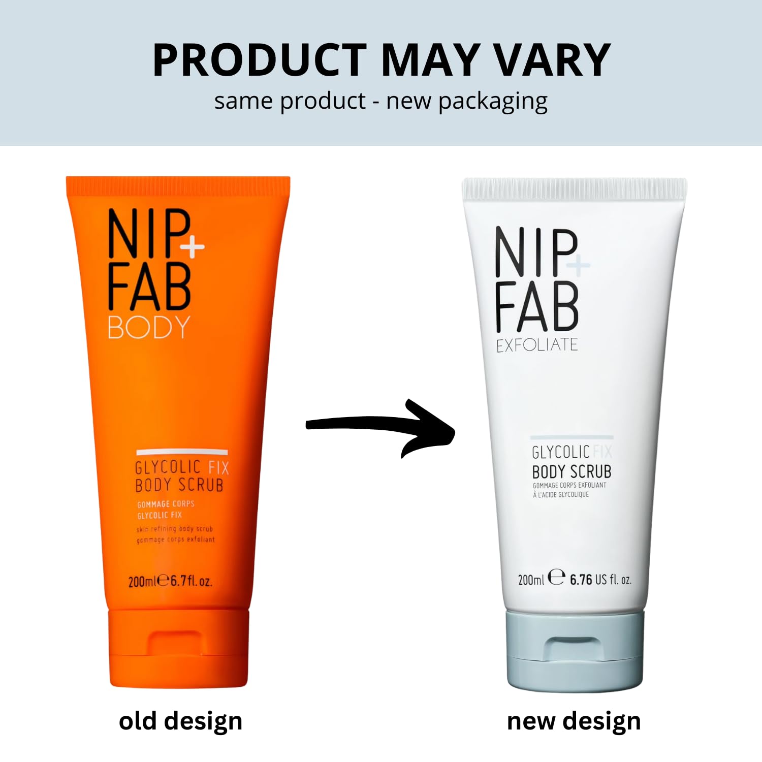 Nip + Fab Glycolic Fix Body Scrub 6.76 oz (200 ml) - Exfoliating Glycolic Acid Treatment for Smooth & Radiant Skin - Made in UK - Best for Rough, Bumpy Skin & Body Care Routine - Perfect for Pre-Tanning, Post-Workout & Dry Skin Relief