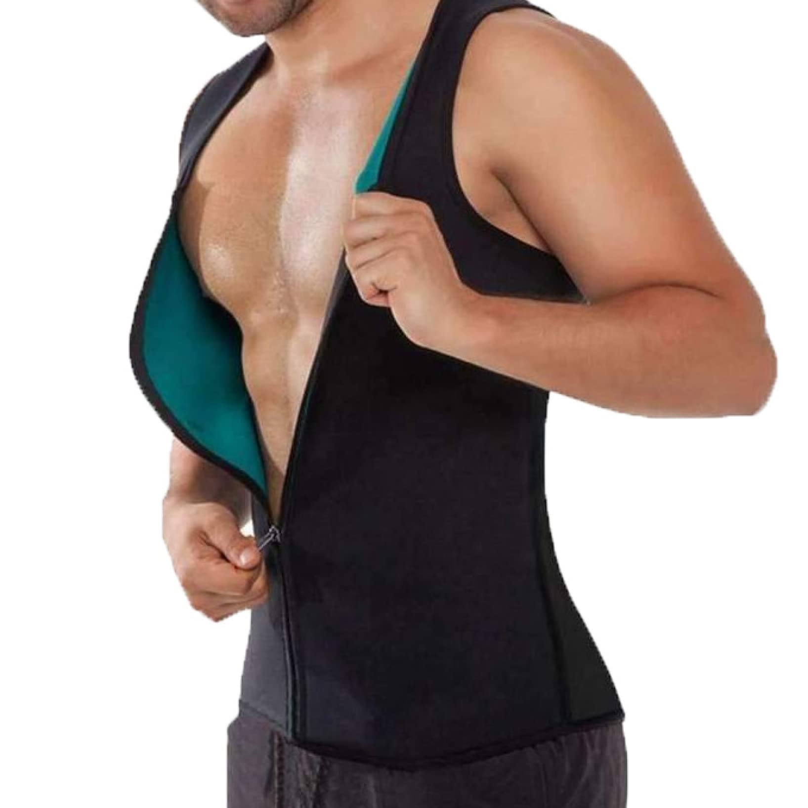 ChyJoey Men's Workout Sauna Vest with Zipper - Sweat Enhancer & Fat Burning Fitness Tank Top for Weight Loss & Body Shaping - Ideal for Gym, Running, and Home Workouts