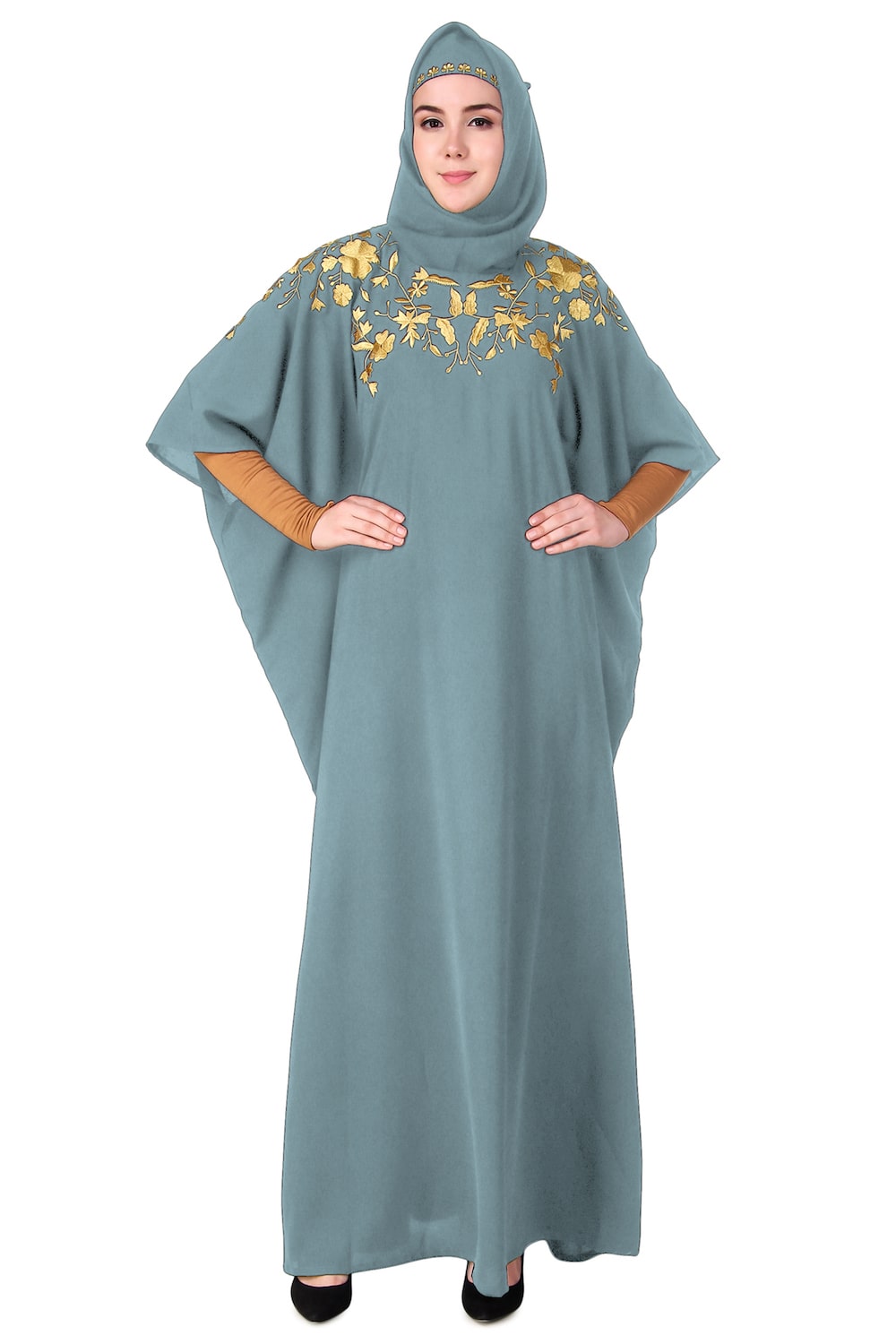 Exquisite Hand-Embroidered Floral Kaftan Dress for Women | Boho Chic Beach Cover Up | Perfect for Summer Vacations, Pool Parties & Resort Wear