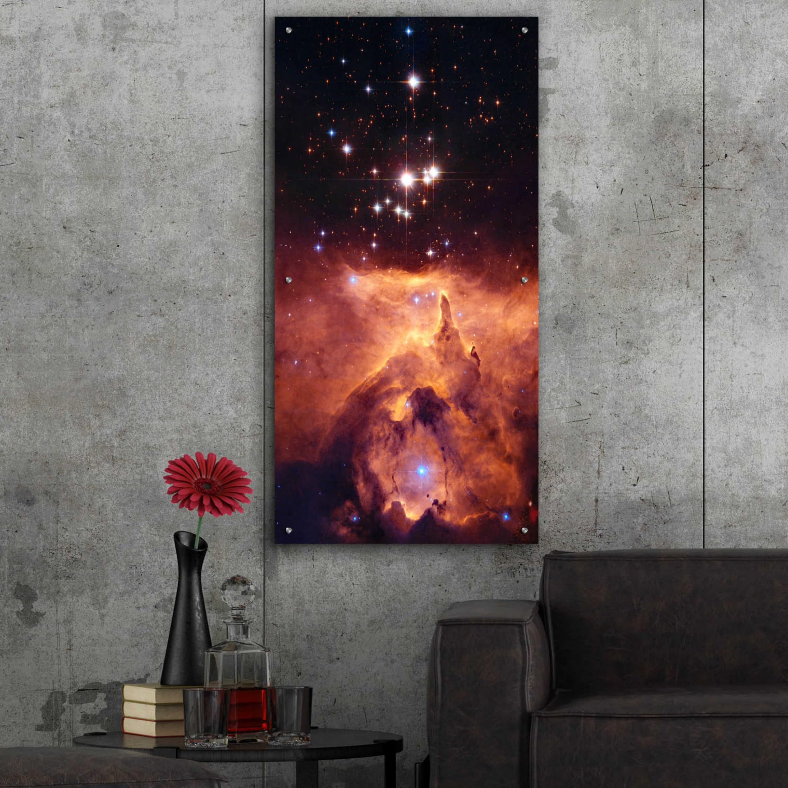 Epic 'Star Crossed' Hubble Space Telescope Acrylic Glass Wall Art - 24x48 Inches - Stunning Space Decor for Living Room, Bedroom or Office