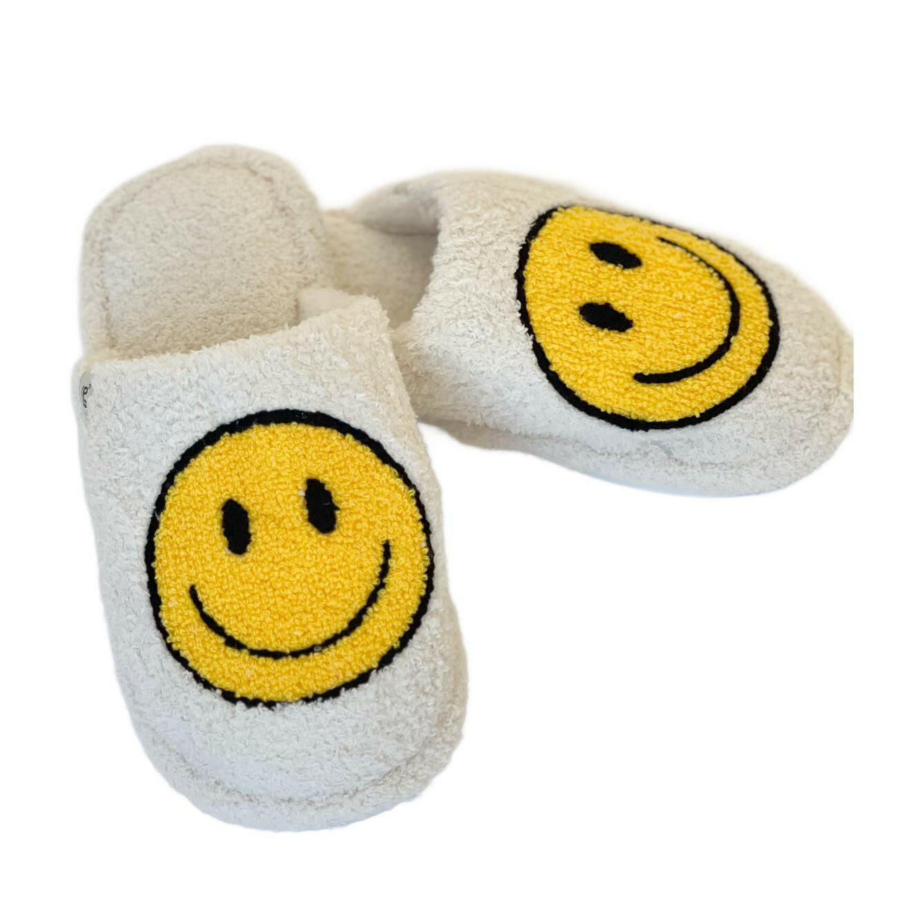 Happy Face Embroidered Luxury Soft Slippers for Women - Cozy Indoor House Shoes with Non-Slip Sole - Perfect for Home, Spa, and Relaxation