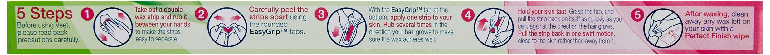 Veet Full Body Waxing Kit for Dry Skin - 8 Wax Strips with Soothing Aloe Vera - At-Home Hair Removal for Legs, Arms & Bikini Area - Gentle Formula for Sensitive Skin - Perfect for Pre-Vacation Smoothing & Quick Touch-Ups
