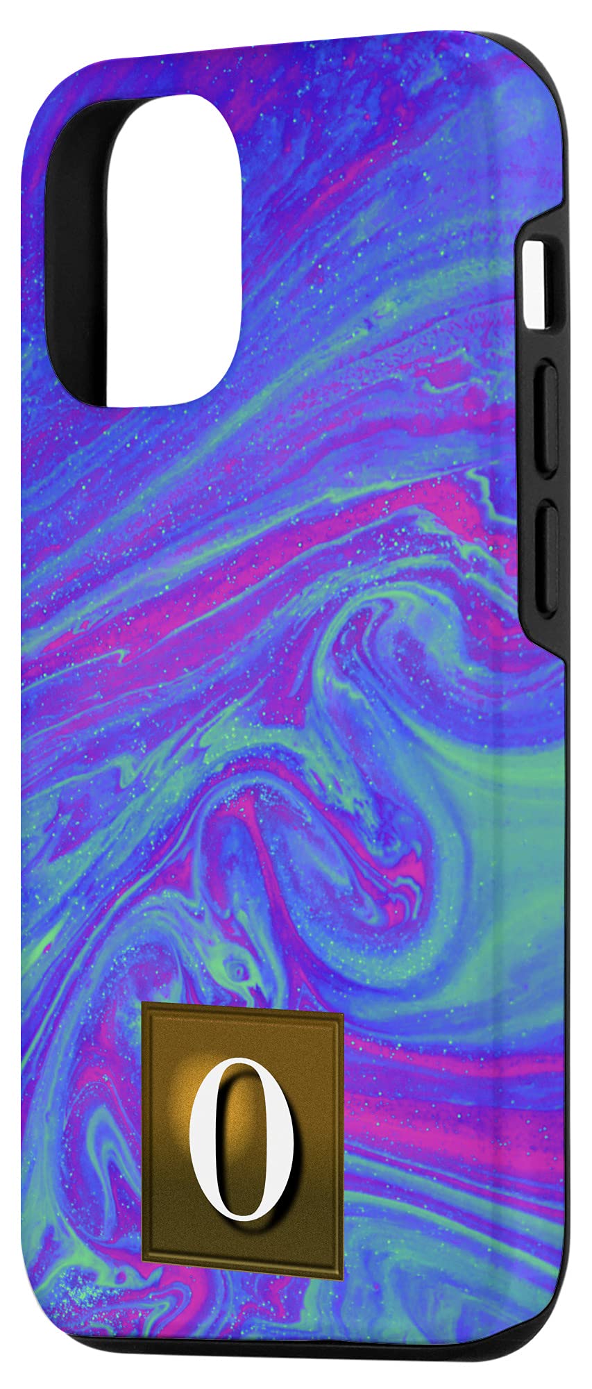 iPhone 12/12 Pro Case with Vaporwave Liquid Art Design - Custom Monogram Letter O Cover | Perfect for Everyday Use, Gift Giving & Aesthetic Protection