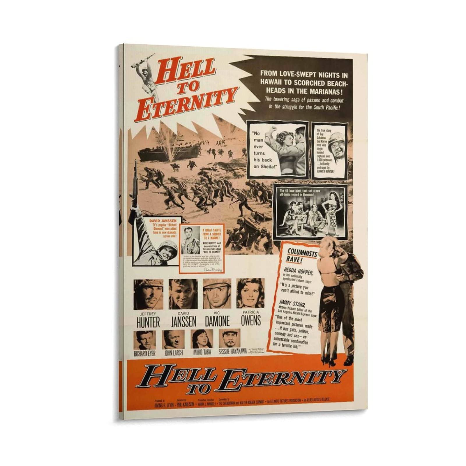 Vintage Hell to Eternity Movie Poster - 12x18 Inch (30x45cm) Classic Film Wall Art Print for Living Room, Home Theater & Man Cave Decor - Perfect Gift for Movie Lovers & Vintage Collectors