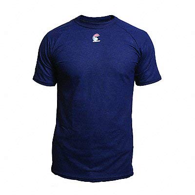 FR Flame Resistant T-Shirt - National Safety Apparel Navy Blue (Large) | OSHA Compliant Workwear for Construction & Industrial Safety