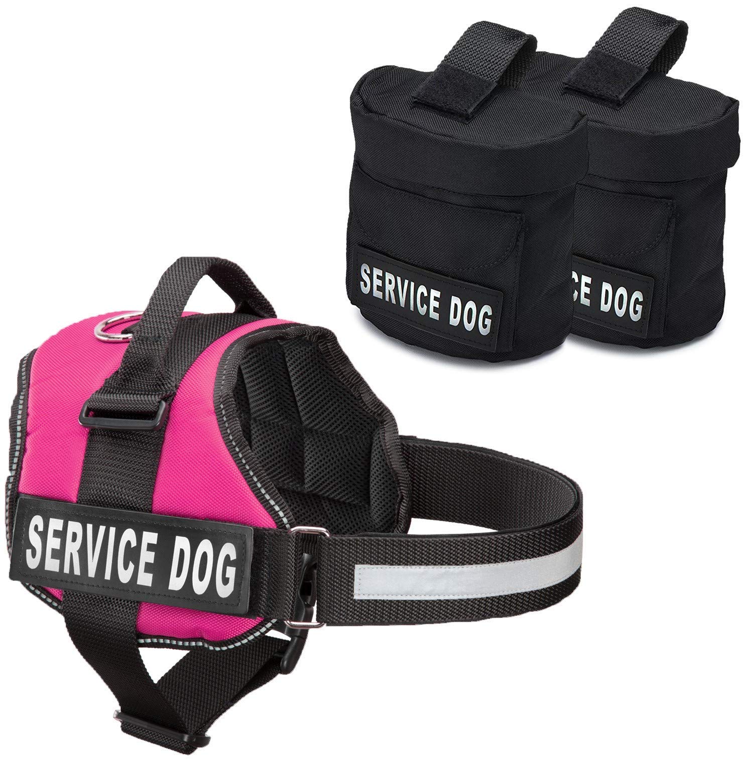 Service Dog Vest with Adjustable Hook & Loop Straps, Detachable Backpack - 7 Sizes (XXS-XXL) - Reflective Safety Patch & Breathable Mesh Design - Perfect for Therapy Dogs, Emotional Support Animals & Public Outings (Pink, XL)