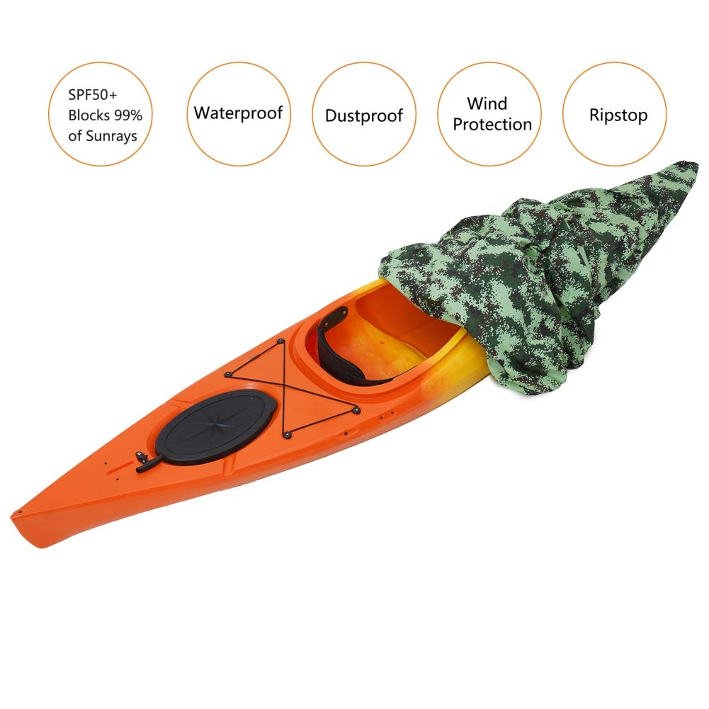 Forart 10-12ft Waterproof Kayak Canoe Cover - Heavy Duty UV Protection, Dust & Sun Shield for Outdoor Boat Storage - Perfect for Fishing, Camping & Marine Use