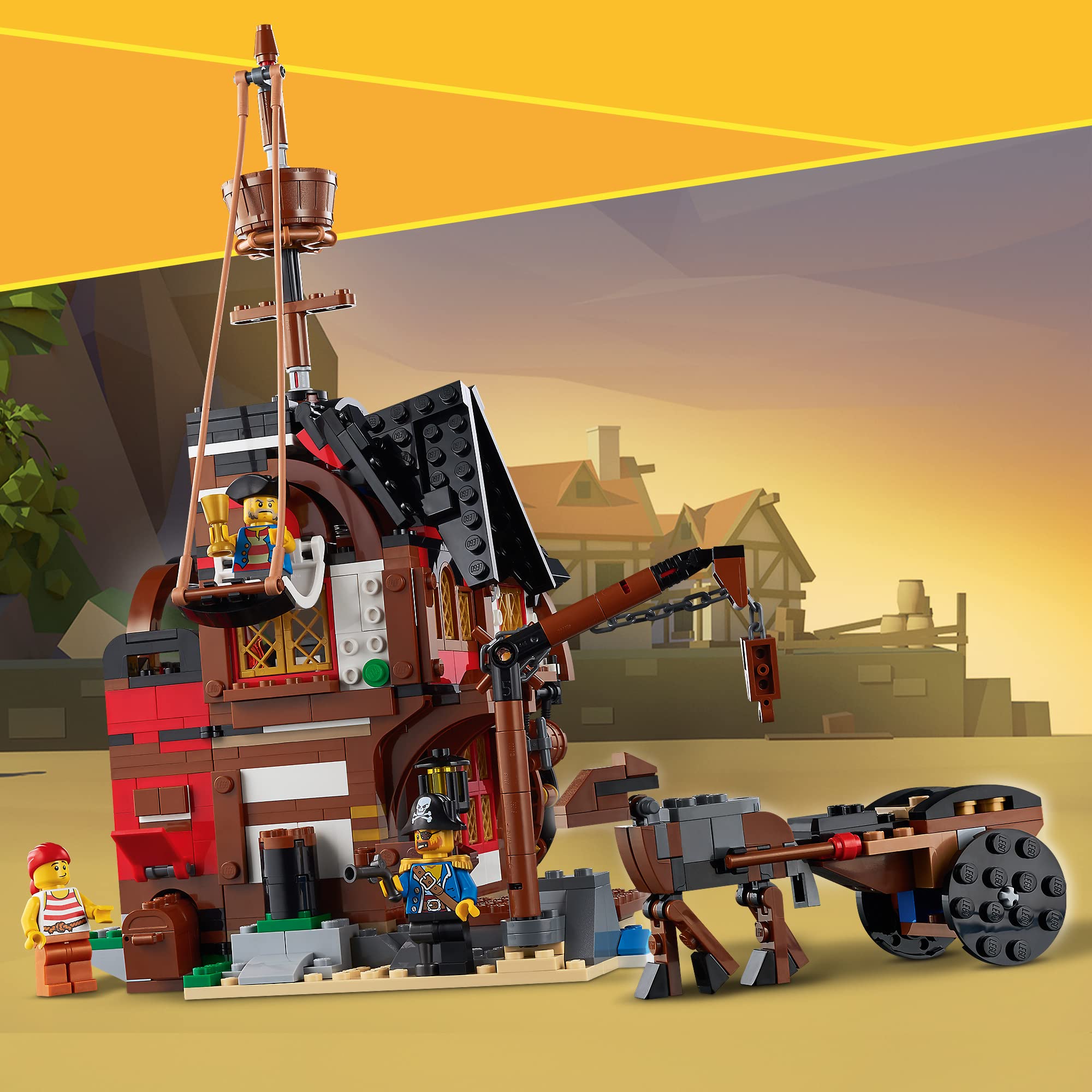 LEGO 31109 Creator 3-in-1 Pirate Ship Building Toy - Transformable to Tavern & Skull Island, Educational & Creative Construction Set for Kids Ages 9+ | Perfect for Imaginative Play, Birthday Gifts & STEM Learning Activities
