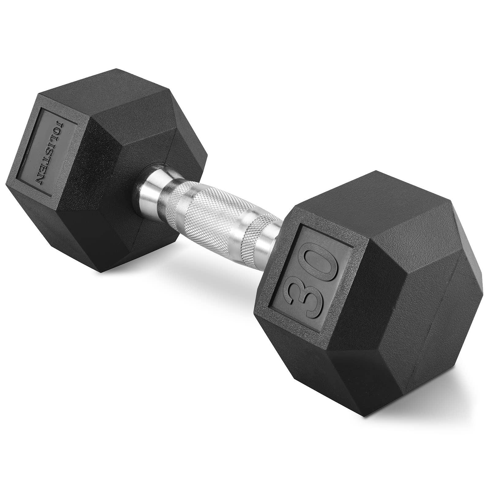 JOLISTEN Rubber Encased Cast Iron Hex Dumbbells - 5-50lbs Set for Home Gym, Strength Training & Fitness Workout | Non-Slip Grip for Weightlifting, CrossFit & Full Body Exercises