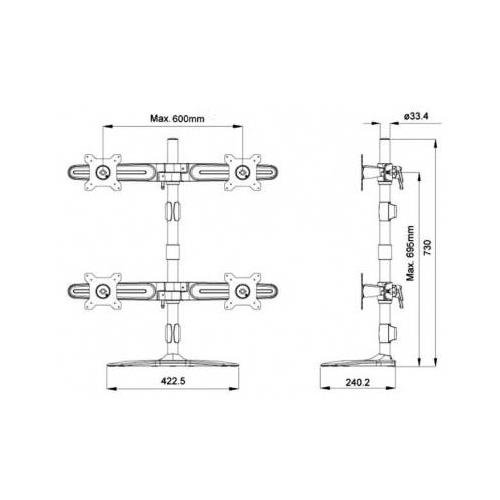 Planar Quad Monitor Stand for 24