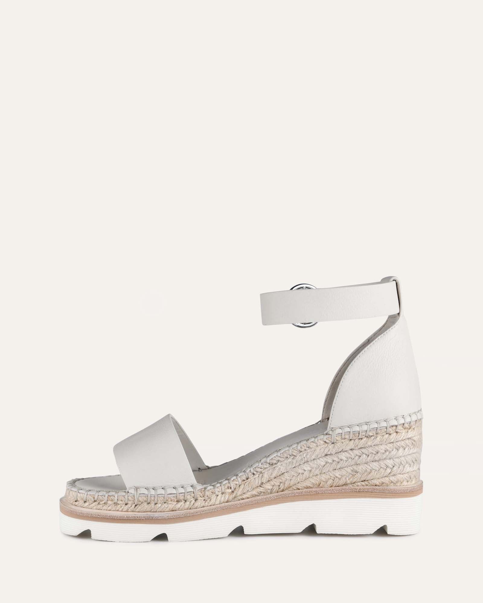 Kelly Women's Mid Heel Leather Wedge Sandals - Comfortable Bone Color Casual Shoes for Summer Outfits, Beach Vacations & Office Wear