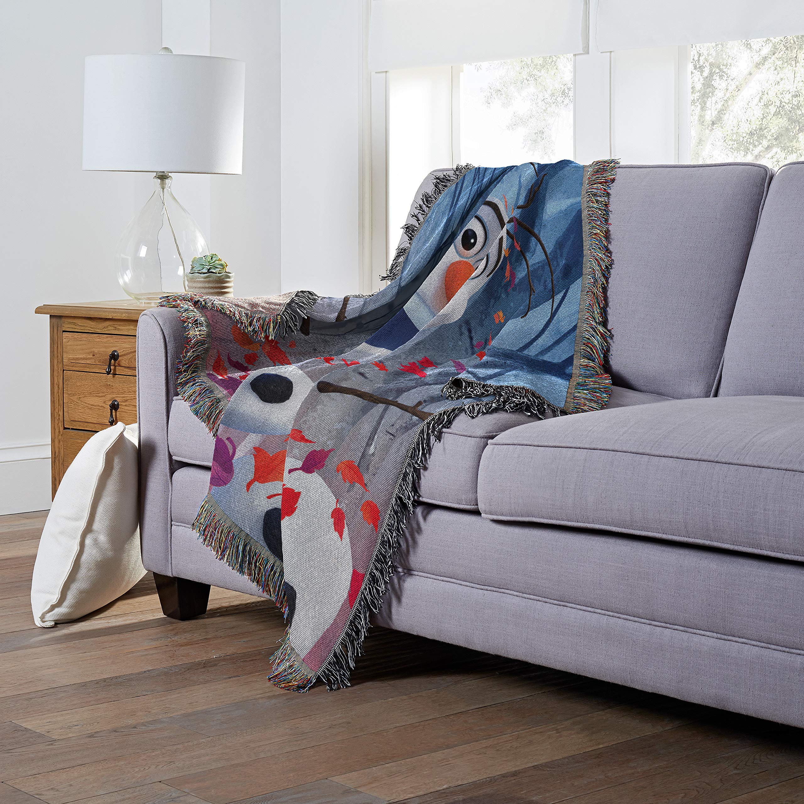 Northwest Frozen Woven Tapestry Throw Blanket 48x60 Inches - In The Leaves Design - Cozy Winter Blanket for Couch, Bed, Sofa & Home Decor