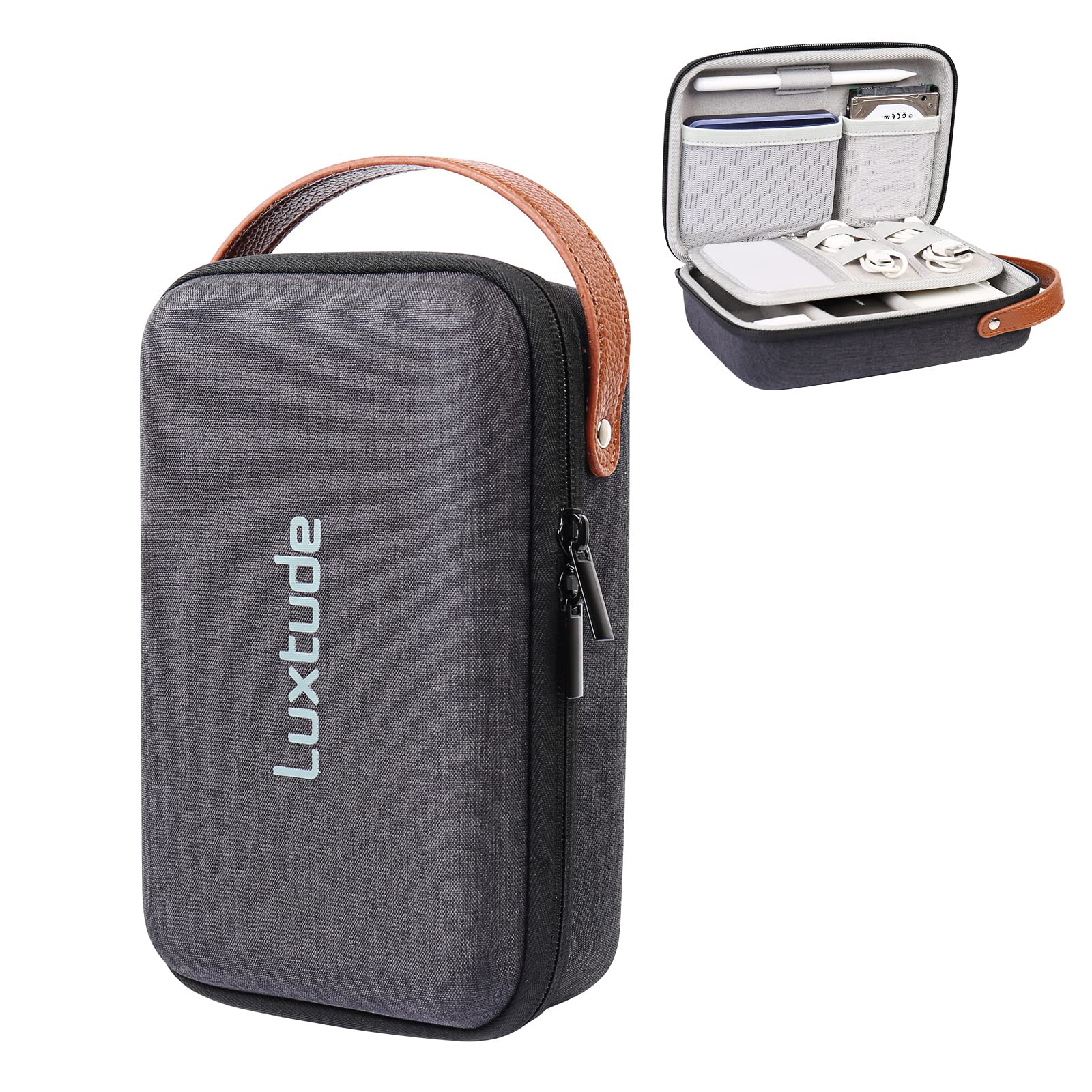 Luxtude Electronics Organizer Travel Case - Hard Shell Charger & Cable Organizer Bag for Tech Accessories, Mouse, Cards, Pens - Perfect Travel Essential & Tech Gift for Business Trips, Vacations, Daily Commute