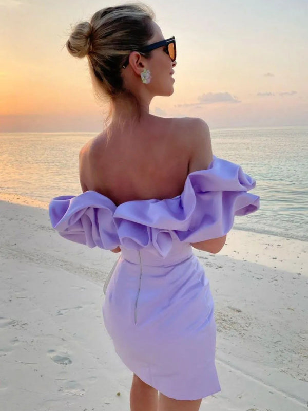 Trendy Tube Top Shoulder Dress for Women - Summer Sleeveless Bodycon Mini Dress - Perfect for Beach, Party, and Night Out
