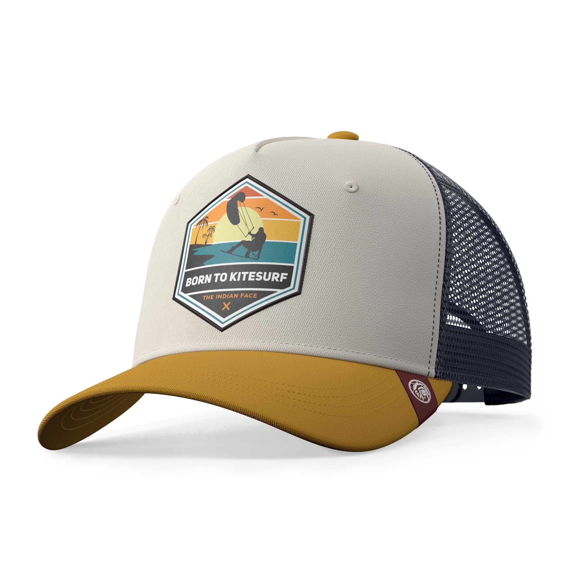 Indian Face Born to Kitesurf Baseball Cap - Brown Unisex Adjustable Hat for Men & Women | Perfect for Kitesurfing, Beach Outings & Outdoor Sports