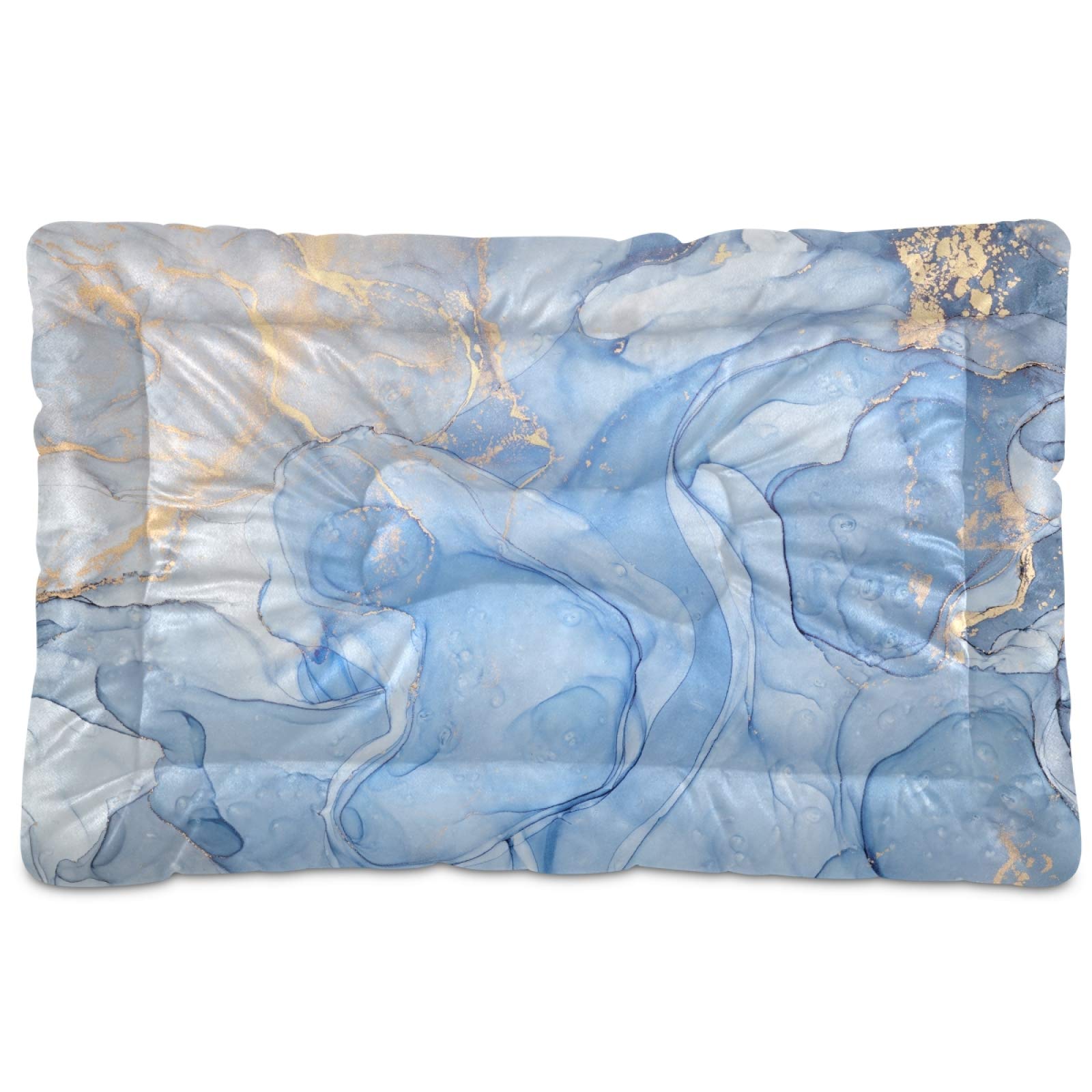 Washable Marble Texture Dog Bed Mat - Blue Pet Crate Mattress for Large, Medium & Small Dogs, 24x18 Inches | Comfortable Pad for Puppies & Pets | Perfect for Crates, Kennels & Home Use