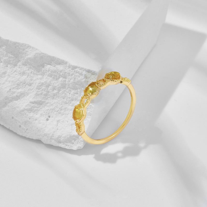 14K Gold Citrine Ring for Women - November Birthstone Jewelry, Yellow Gemstone Ring, Elegant Gift for Mom, Wife, or Girlfriend | Perfect for Birthdays, Anniversaries, and Special Occasions | TB2051