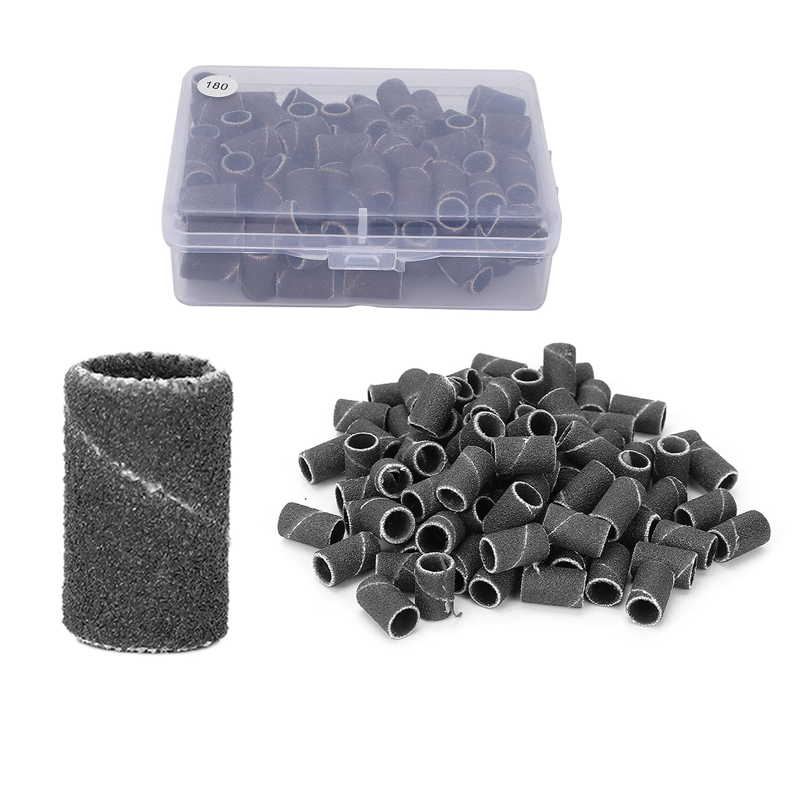 Professional Nail Art Sanding Bands 180 Grit - Durable Nail Drill Bits for Manicure & Pedicure | Salon Quality Sanding Bands for Acrylic & Gel Nails (HQ-13 Black) | Perfect for Nail Shaping, Buffing & Smoothing