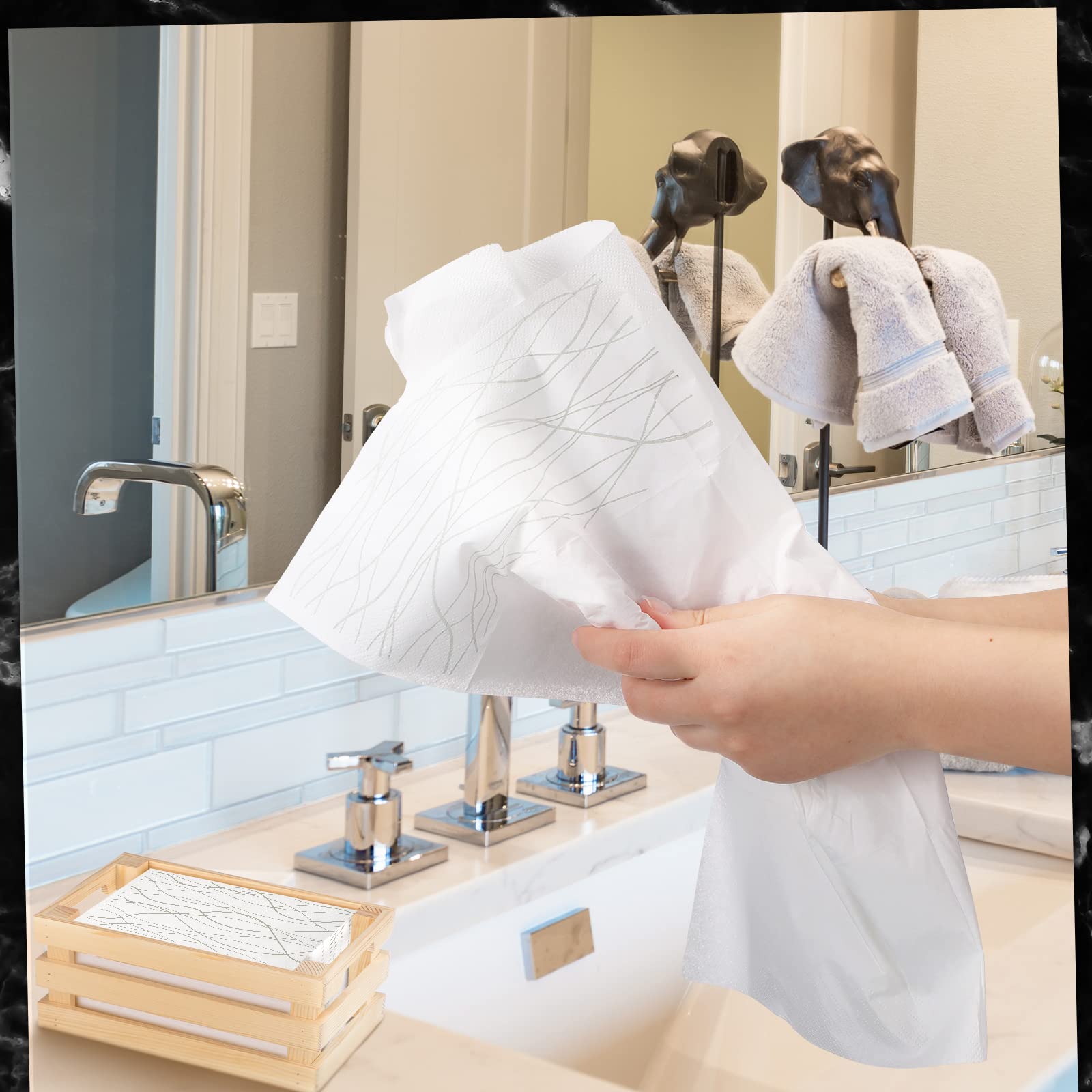 Disposable Paper Hand Towels for Guest Bathroom & Kitchen - 100 Count Eco-Friendly Napkins for Parties, Weddings & Events | Perfect for Home, Restaurants & Hospitality Use