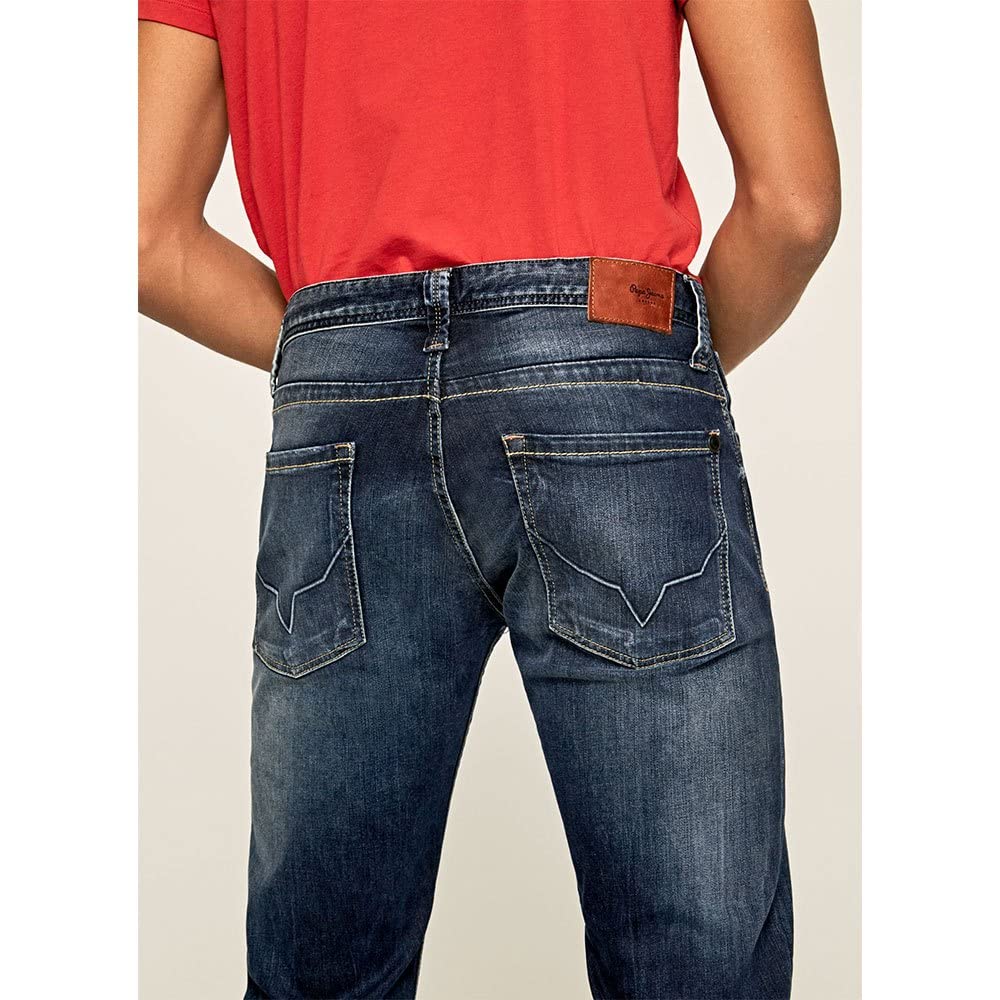 Pepe Jeans Kingston Zip Jeans - Classic 28 Denim Pants for Men | Comfortable Slim Fit Stretch Jeans for Casual Wear & Everyday Outfits