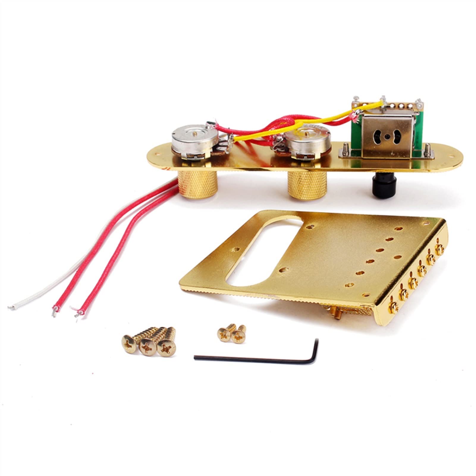 6 Saddle Top Loader Guitar Bridge with Control Plate & Screws Wrench for Electric Guitar - Gold Finish | Perfect for Guitar Upgrades, Repairs & Professional Installations