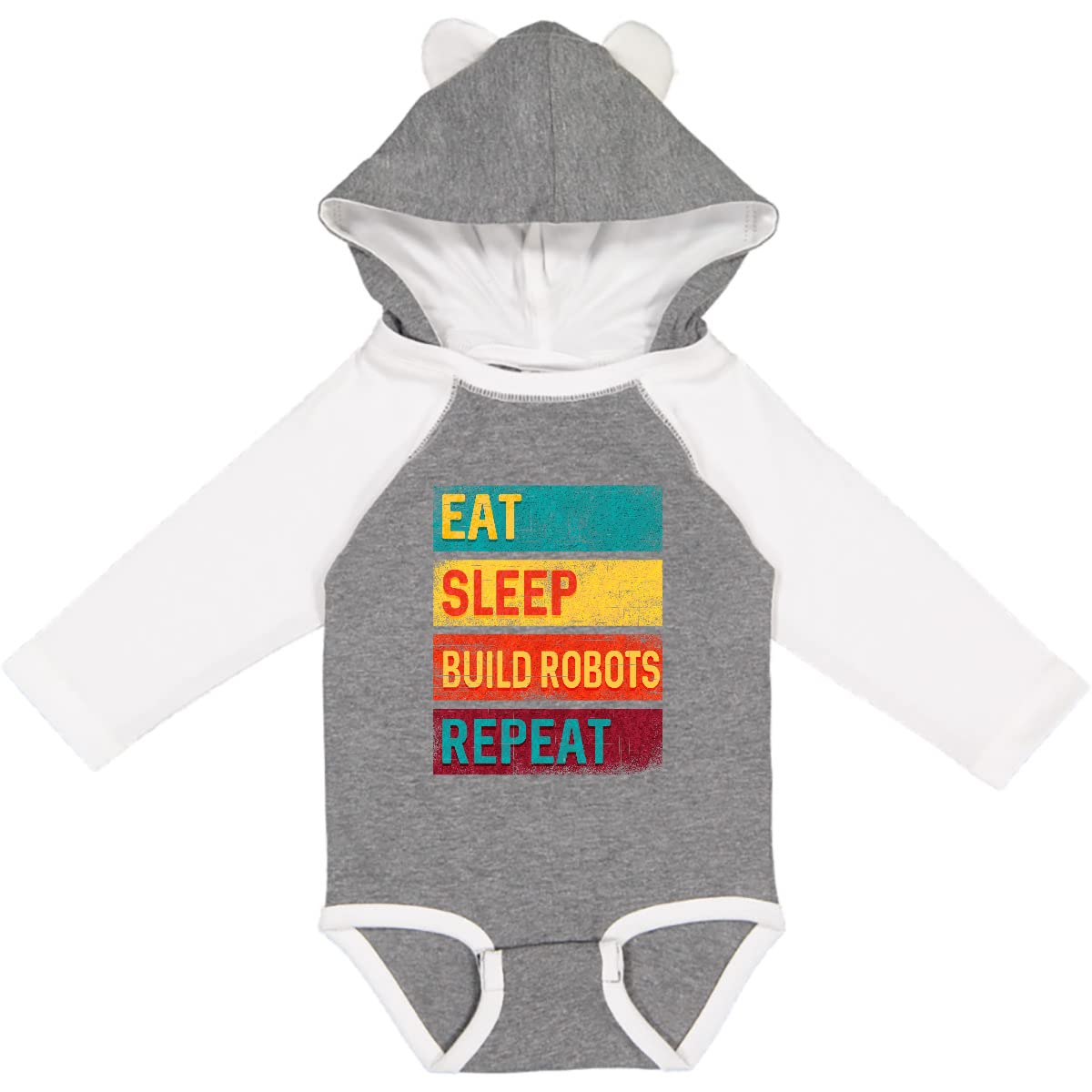 Robotics Eat Sleep Build Robots Repeat Long Sleeve Baby Bodysuit - Cute STEM Themed Outfit for Infants & Toddlers | Perfect for Science Lovers, Robot Enthusiasts & Future Engineers