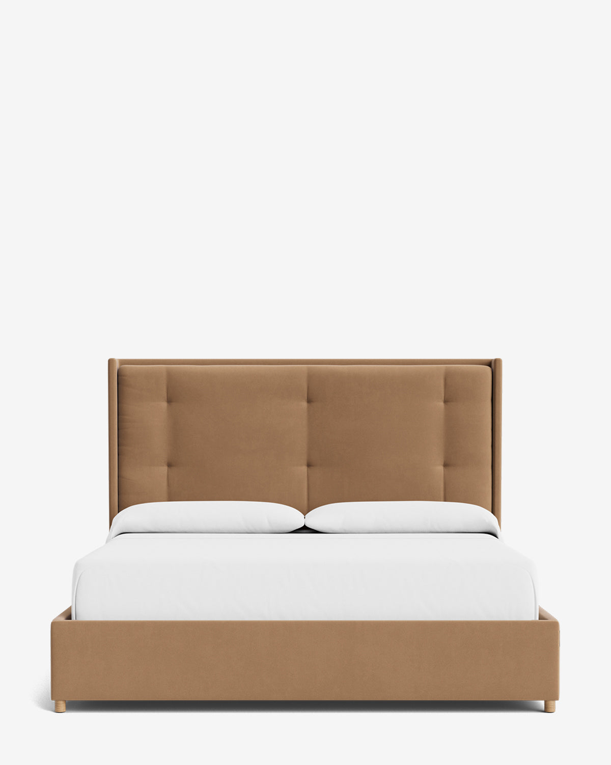 Luxury Ria Upholstered Bed Frame - Queen Size Platform Bed with Soft Fabric Headboard - Modern Bedroom Furniture for Master & Guest Rooms