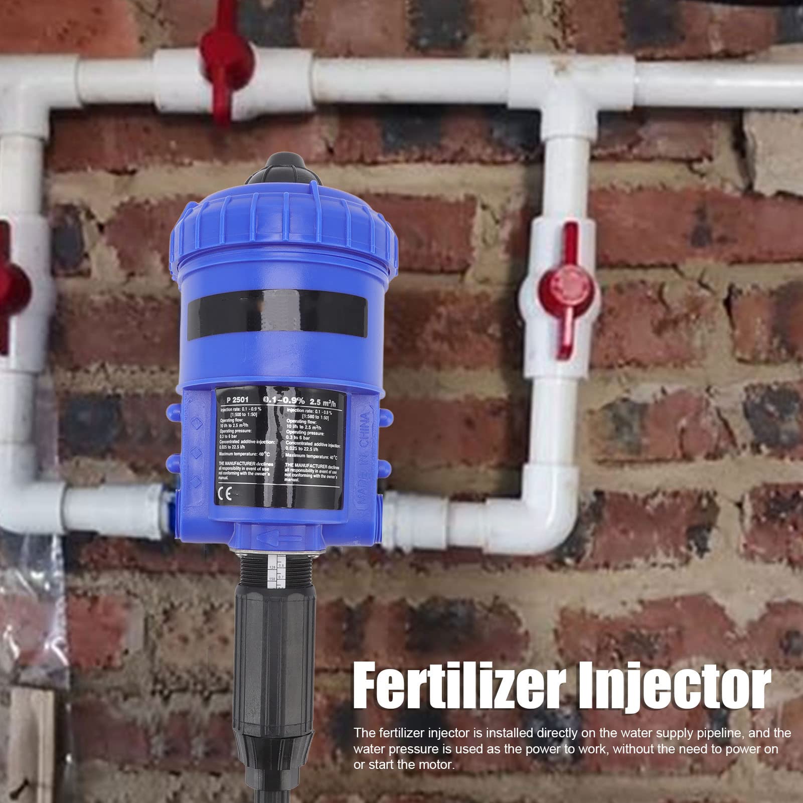 EVTSCAN 0.1%-0.9% Adjustable Automatic Proportional Fertilizer Injector | G3/4 Water Powered Dosing Pump | for Garden, Landscape & Greenhouse Drip Irrigation | Perfect for Hydroponics, Lawn Care & Agricultural Fertilization Systems