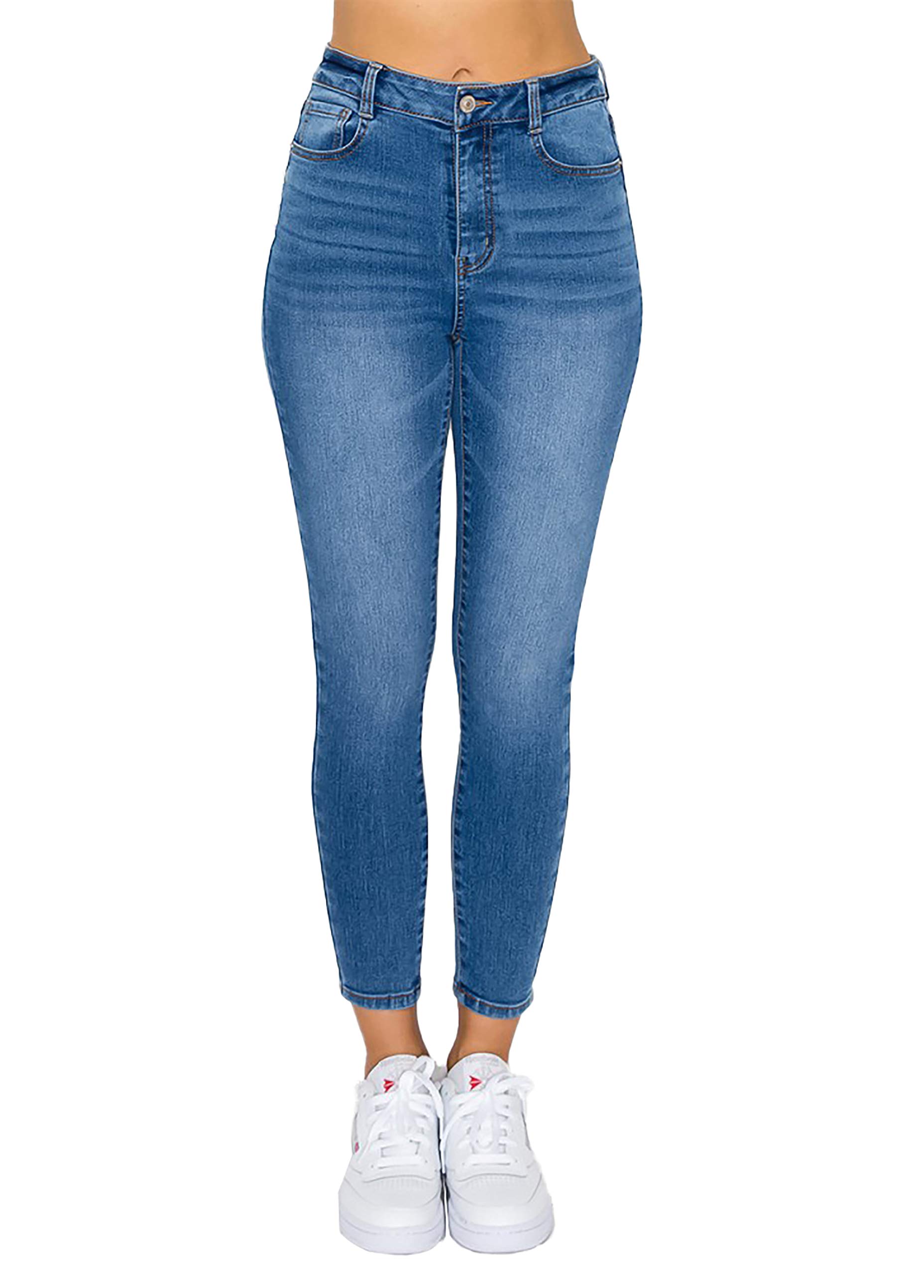 Women's High Waisted Skinny Jeans - Stretch Comfy Knit Denim Ankle Pants for Casual Wear & Everyday Outfits