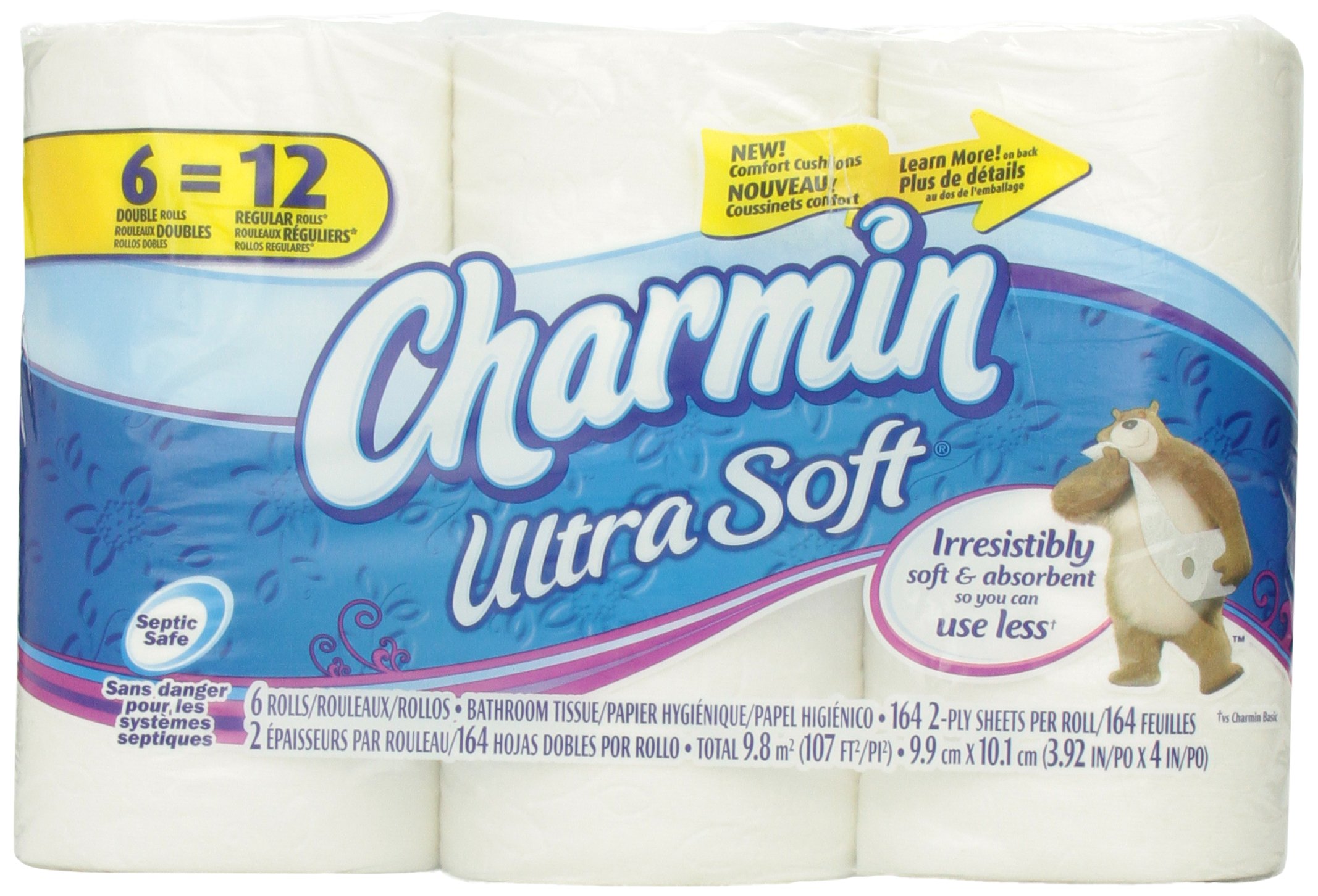 Charmin Ultra Soft Toilet Paper - 6 Double Rolls (12 Regular Rolls) | Premium Bathroom Tissue for Gentle Clean | Perfect for Homes, Offices & RVs