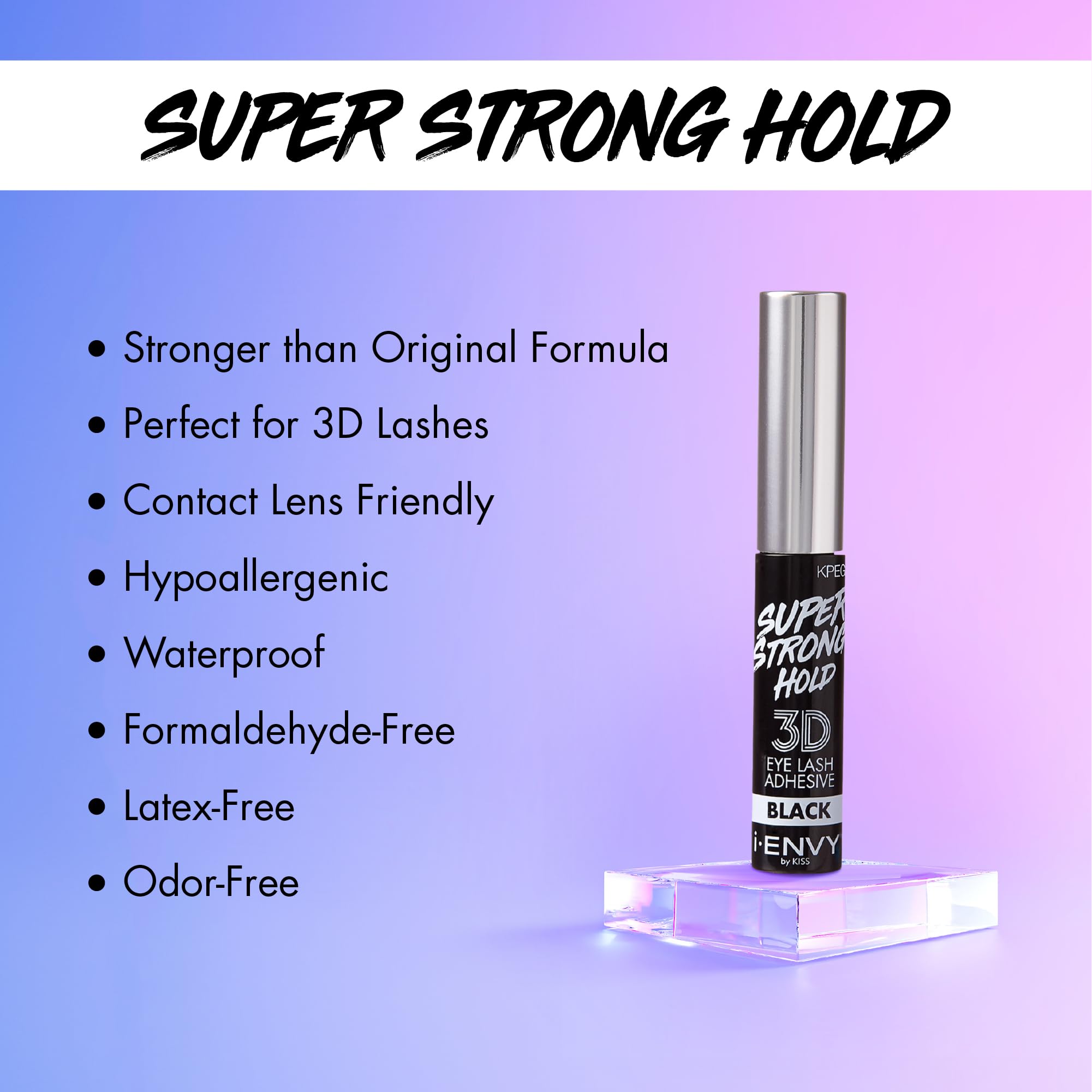 Kiss i-ENVY Super Strong Hold 3D False Eyelash Glue - Black | Waterproof & Long Lasting | Perfect for Special Occasions & Night Out Makeup