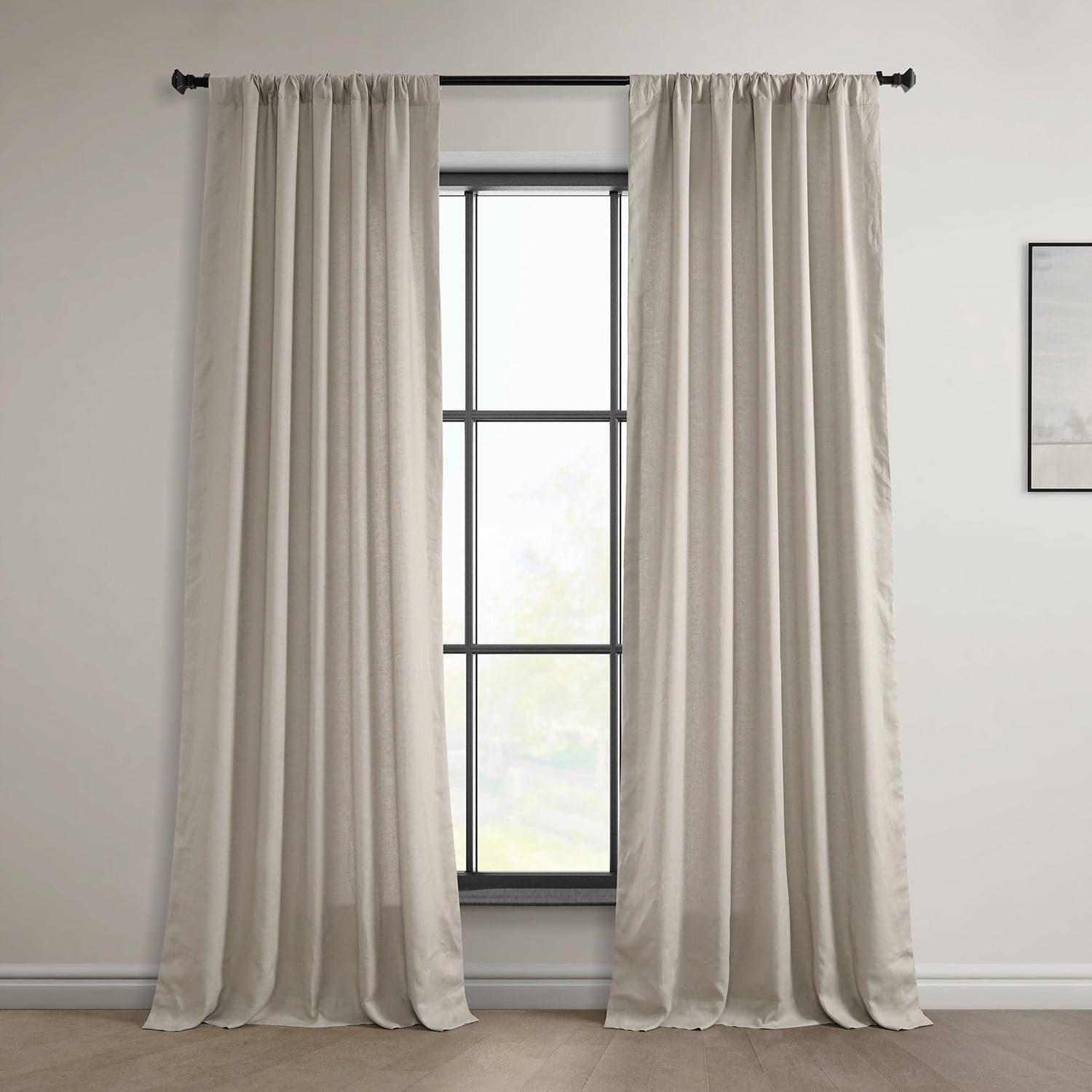 Light Birch Euro Linen Blackout Curtains for Bedroom - Thermal Insulated Window Drapes for Living Room & Nursery - Noise Reducing & Light Blocking Home Decor