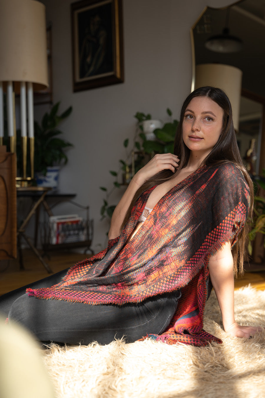 Bohemian Woven Fringed Kimono Cardigan - Lightweight Open Front Cover Up for Women - Perfect for Beach, Festival, and Lounge Wear